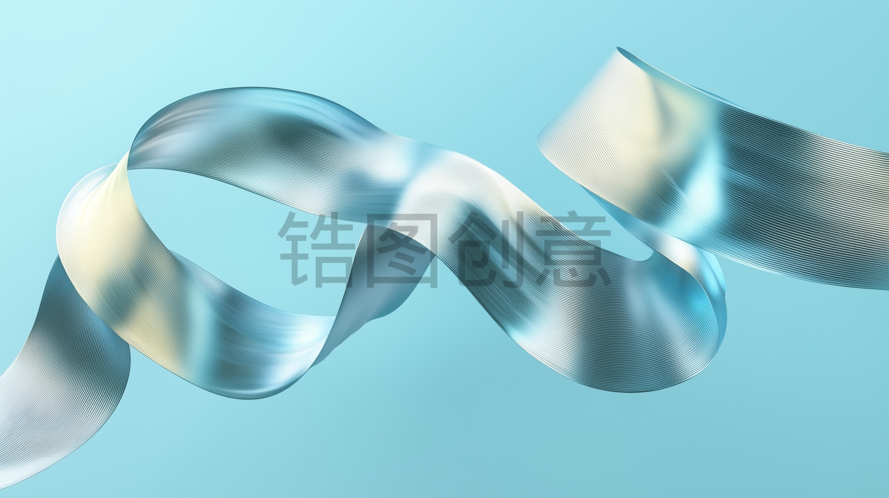 定设网-3d蓝色渐变质感丝带丝绸元素