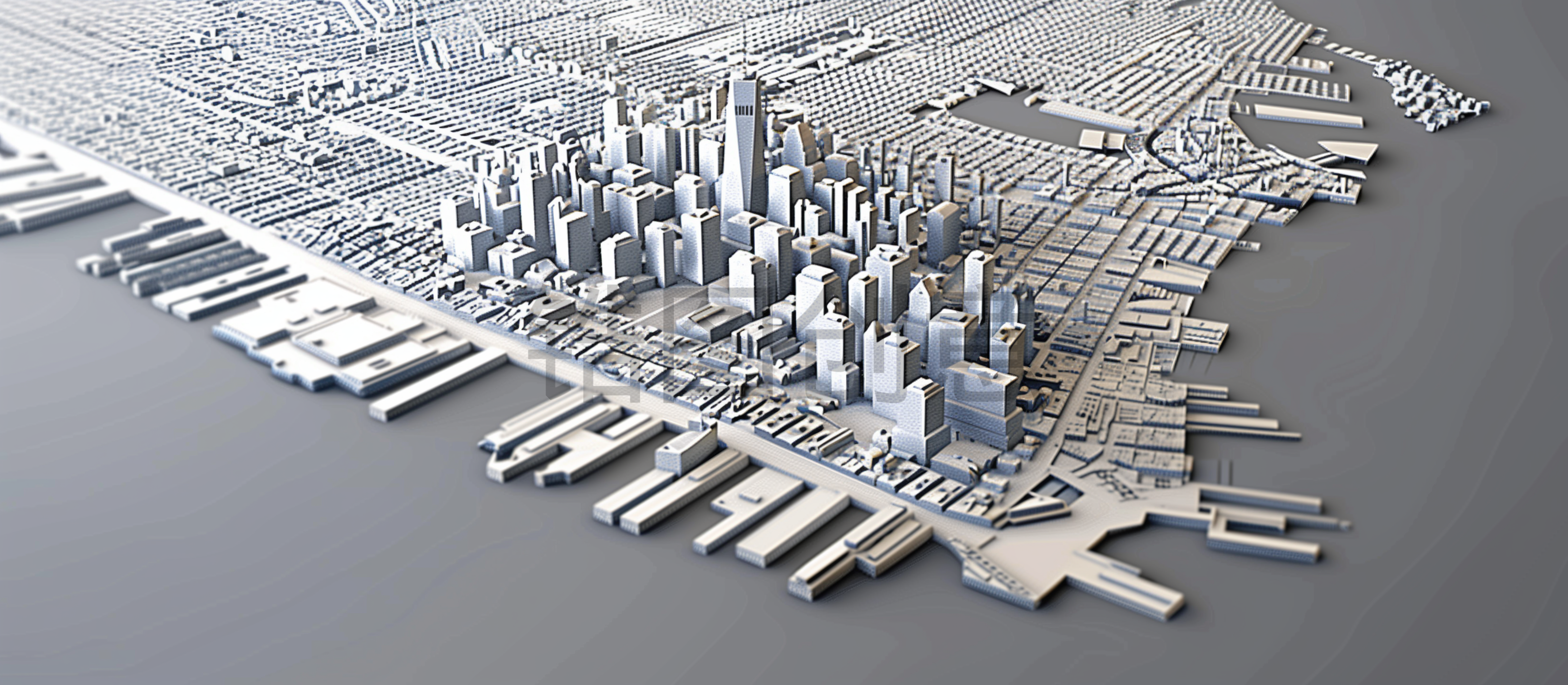 定设网-3D微缩海边城市建筑模型背景素材
