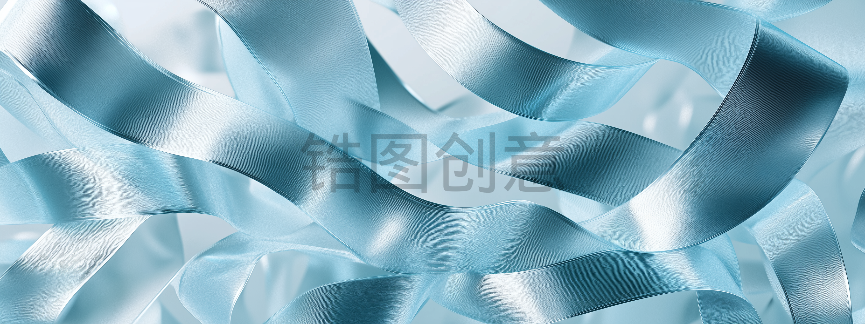 定设网-3d蓝色渐变质感丝带丝绸元素