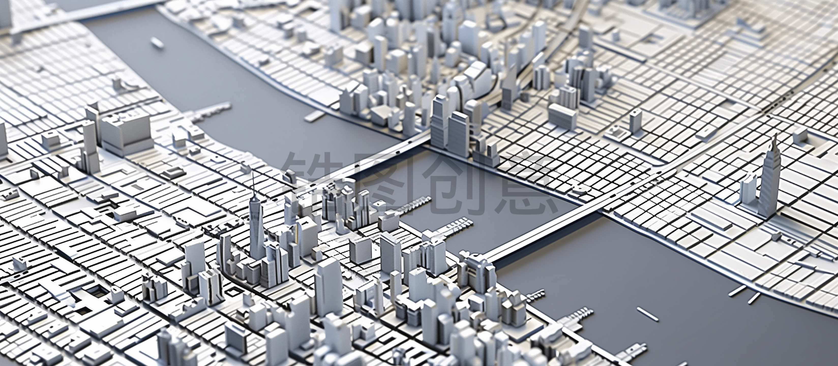 定设网-3D微缩城市建筑模型背景素材
