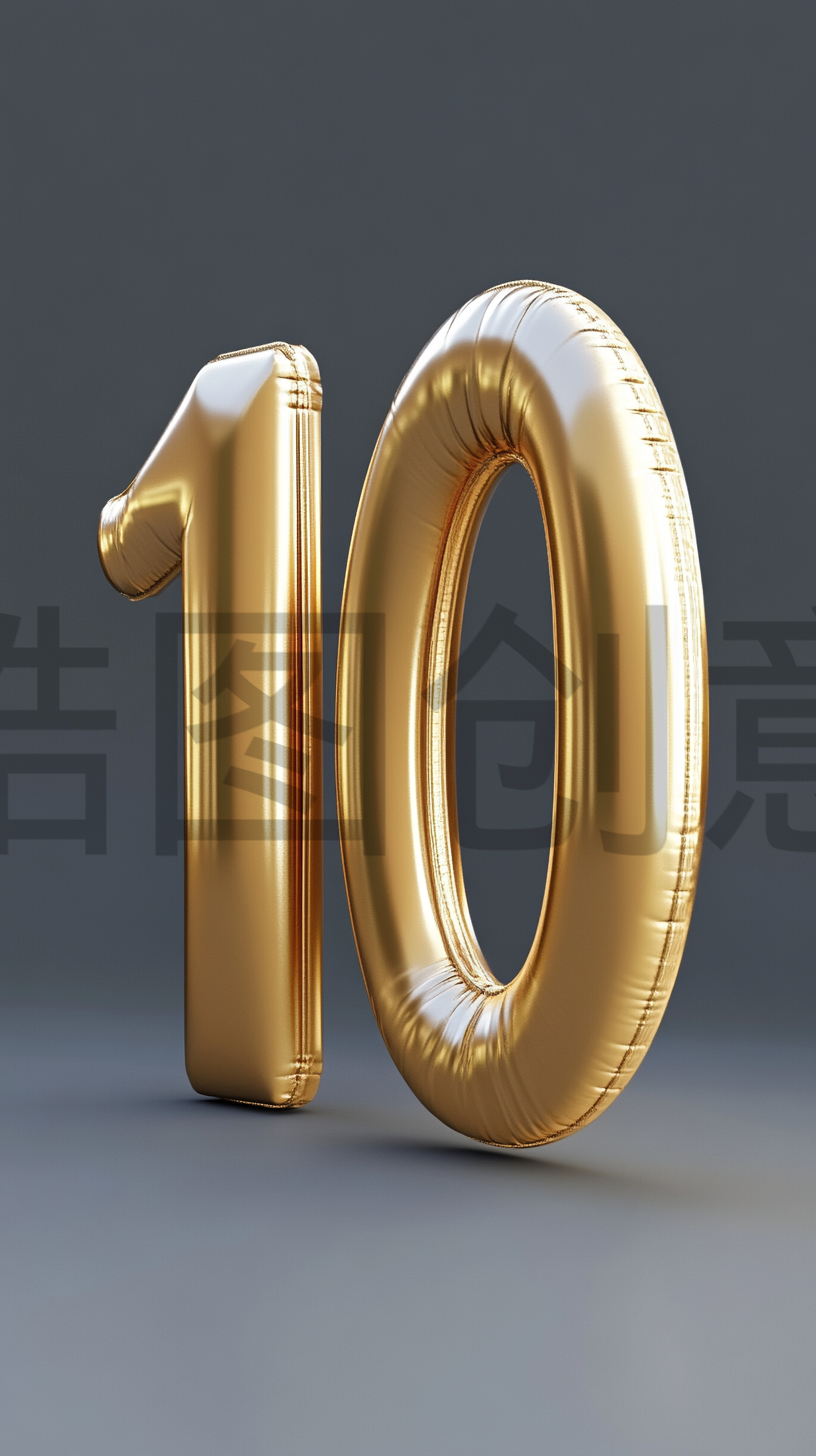 定设网-3d立体数字艺术字10膨胀风背景