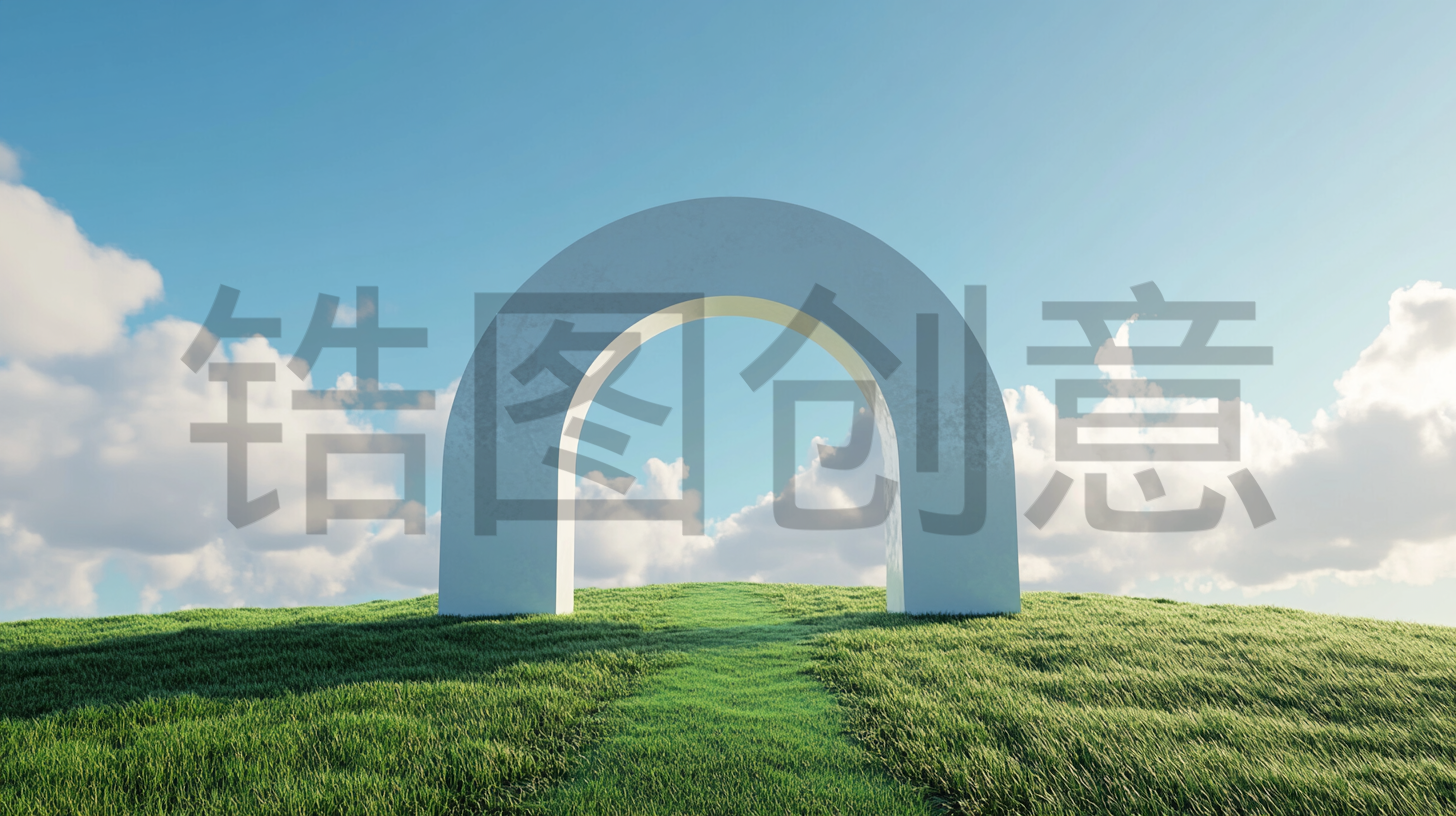定设网-春天蓝天草地拱形拱门场景