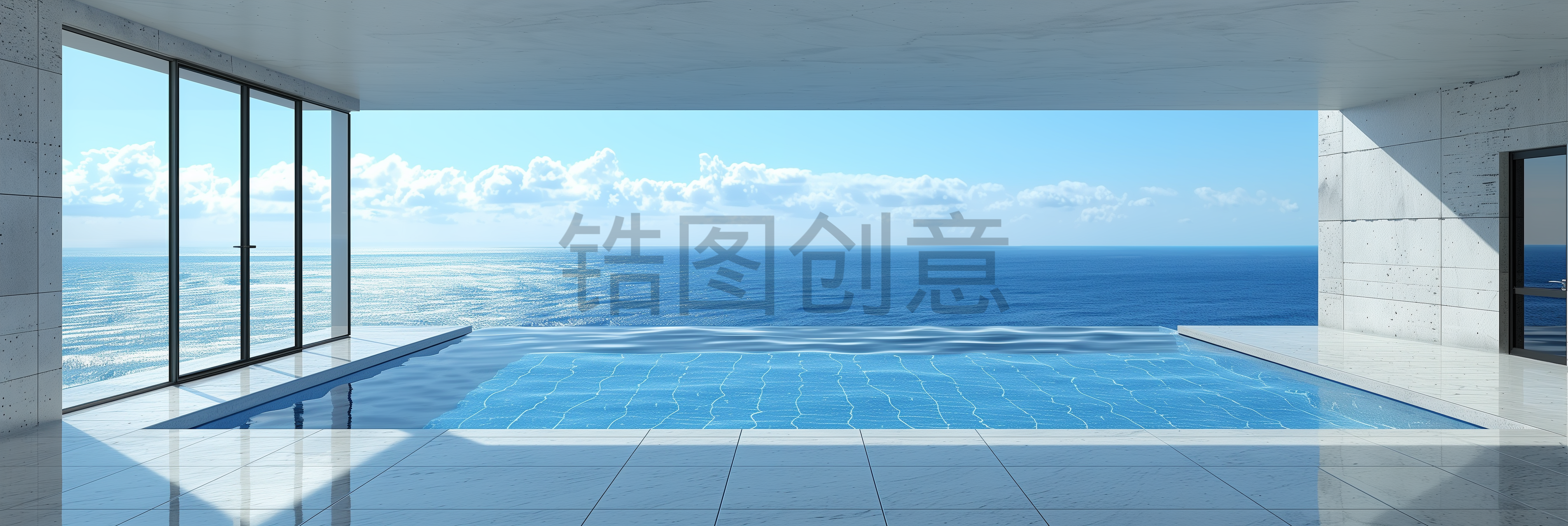 定设网-建筑系列蓝色建筑简约空间感渐变背景
