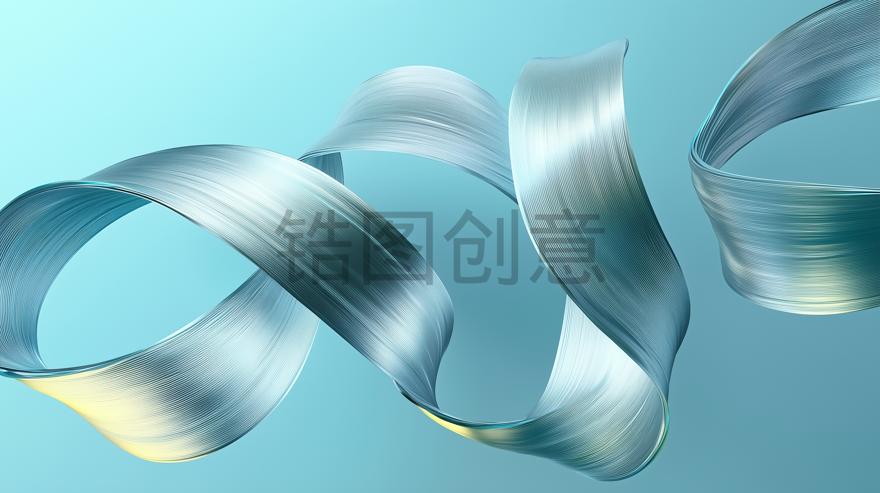 定设网-3d蓝色渐变质感丝带丝绸元素