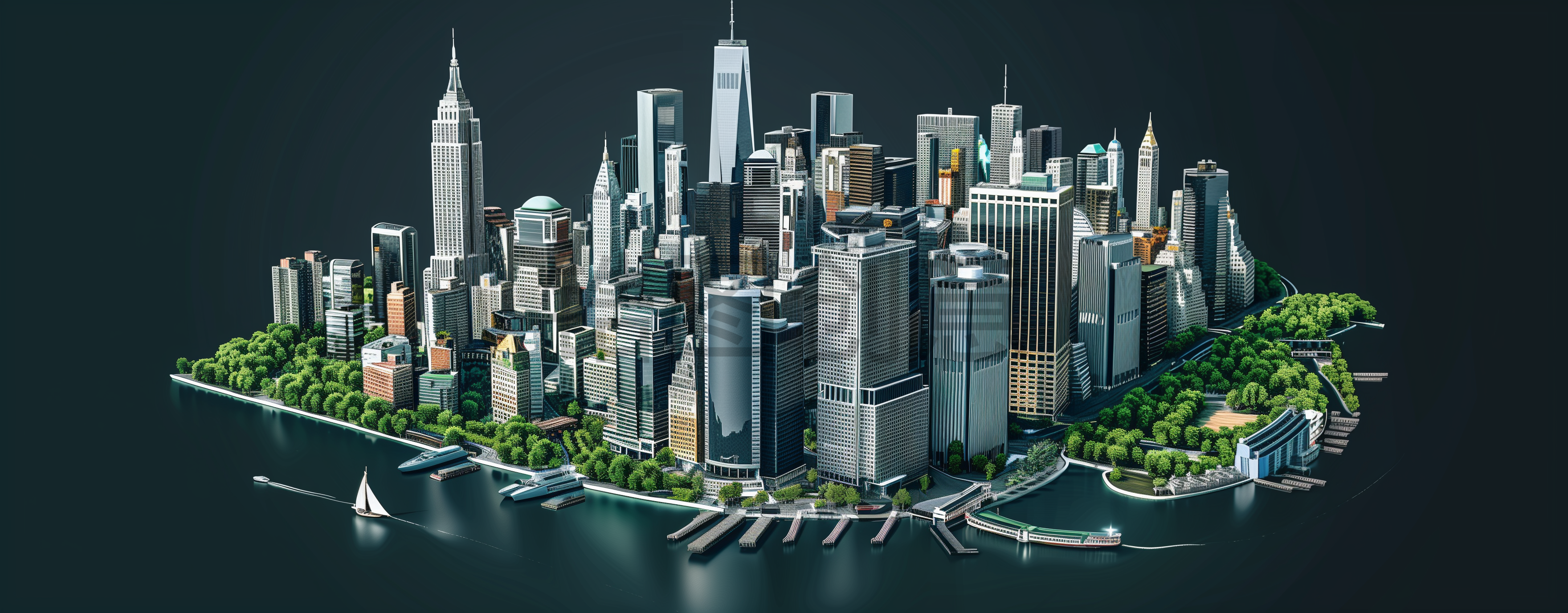 定设网-3D微缩城市建筑模型背景素材