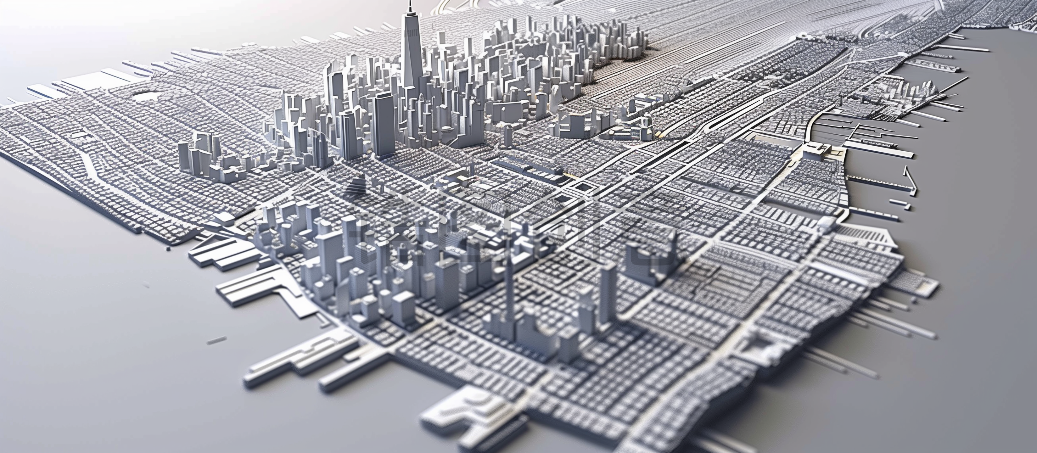 定设网-3D微缩海边城市建筑模型背景素材