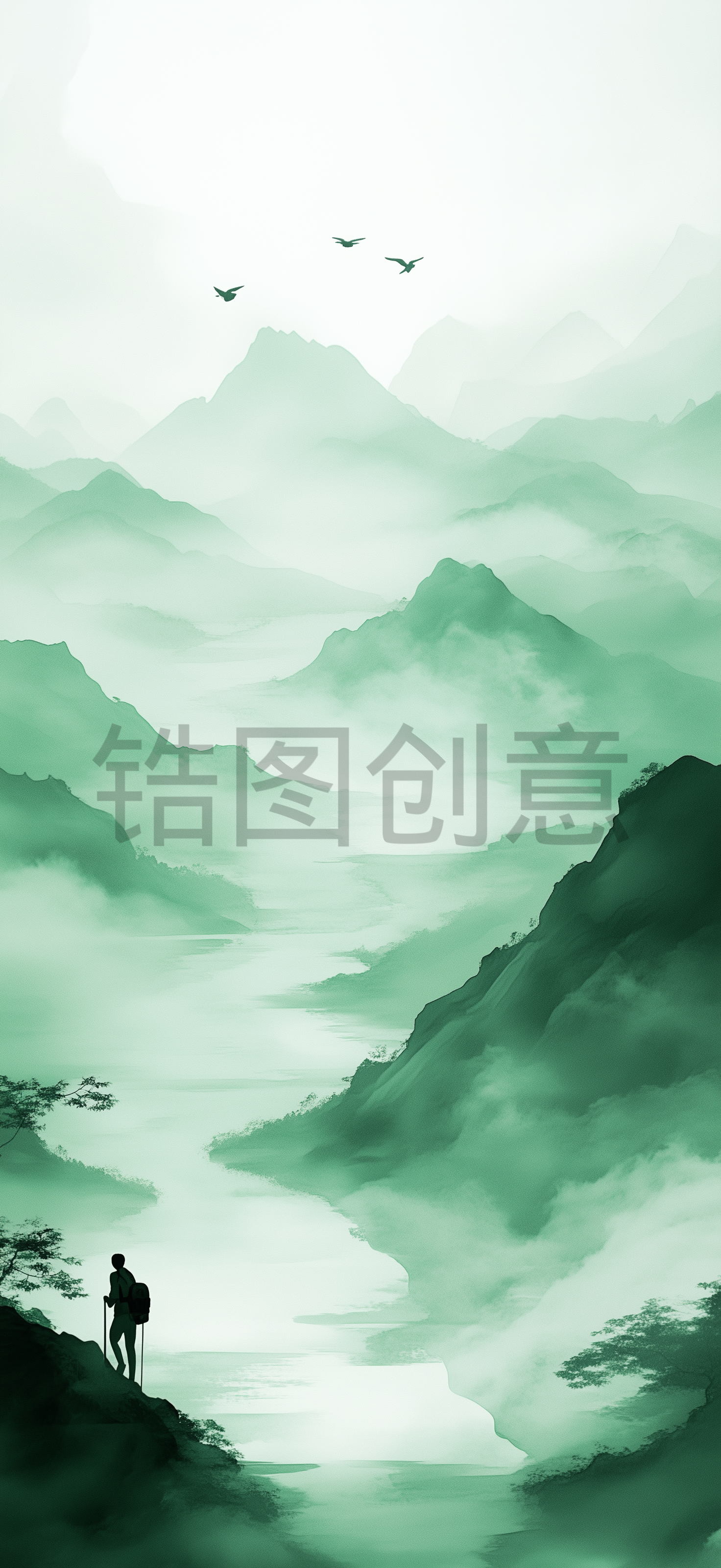 定设网-数字艺术中国风山水水墨意境背景素材