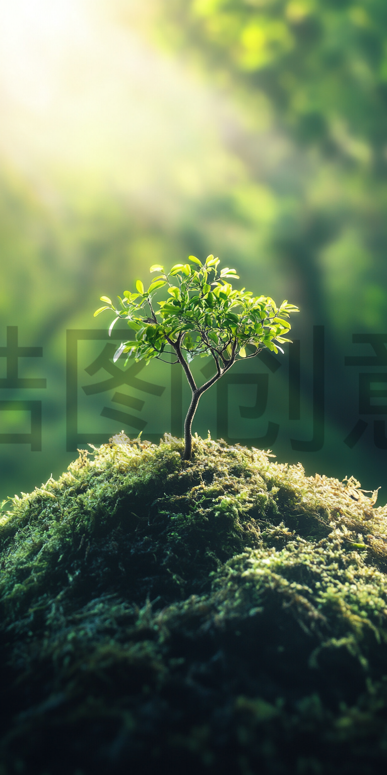 定设网-春天春季实景清新绿色小树特写素材背景