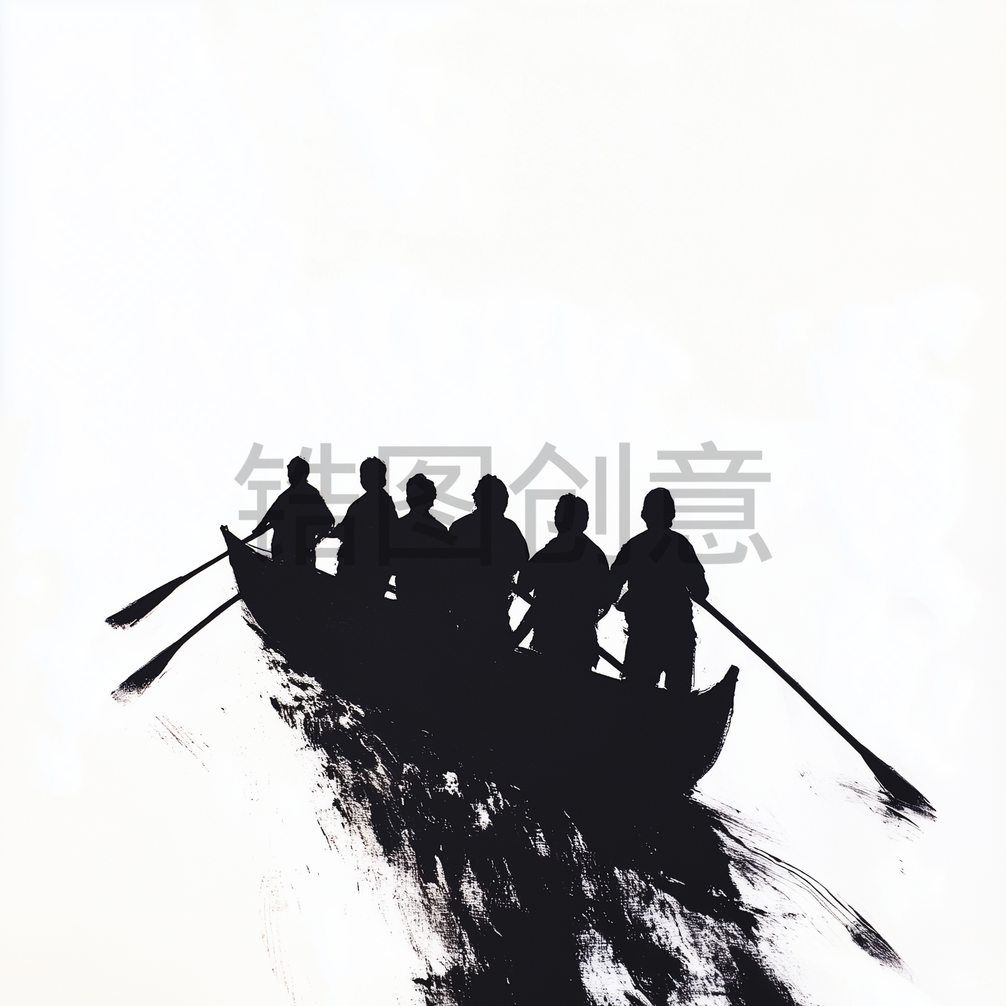 定设网-端午节赛龙舟龙船比赛人物剪影