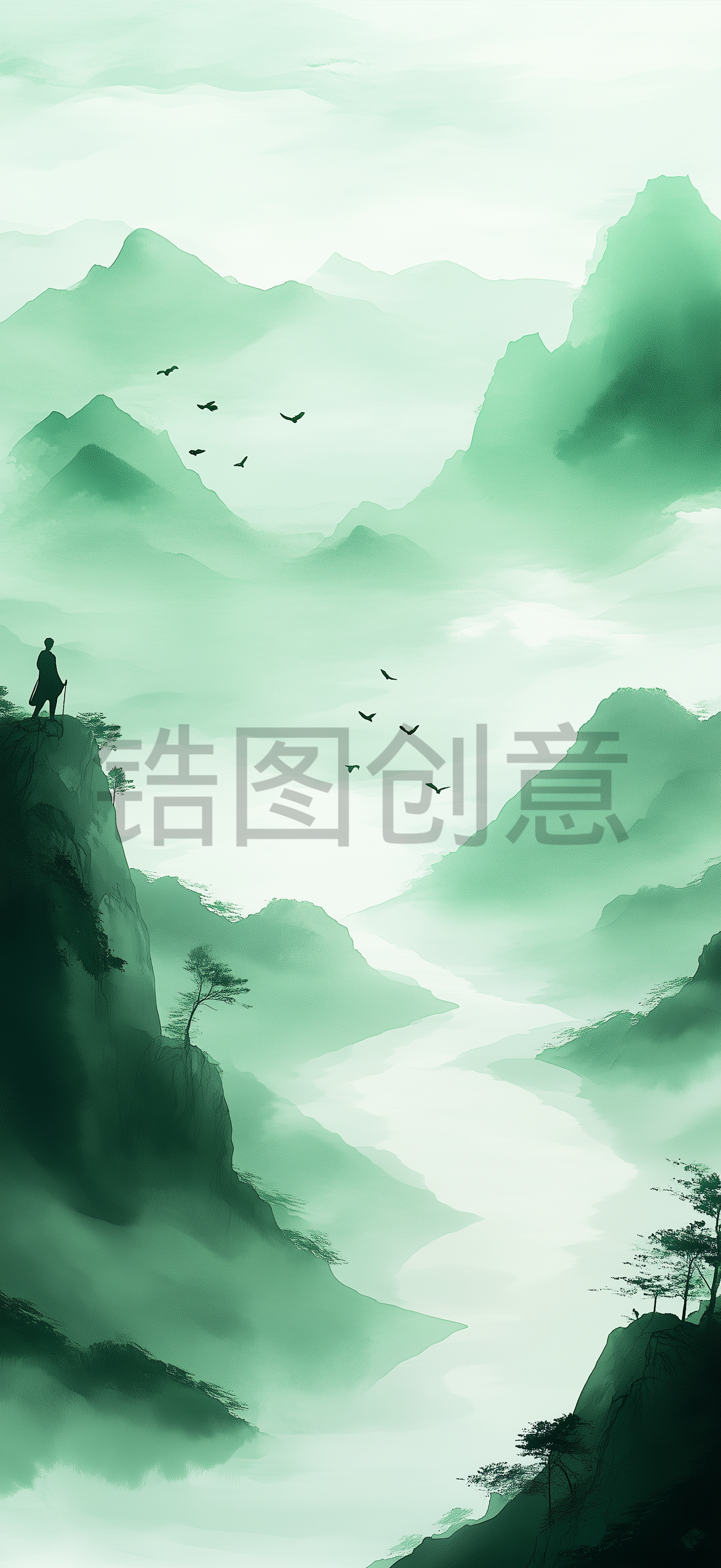 定设网-数字艺术中国风山水水墨意境背景素材