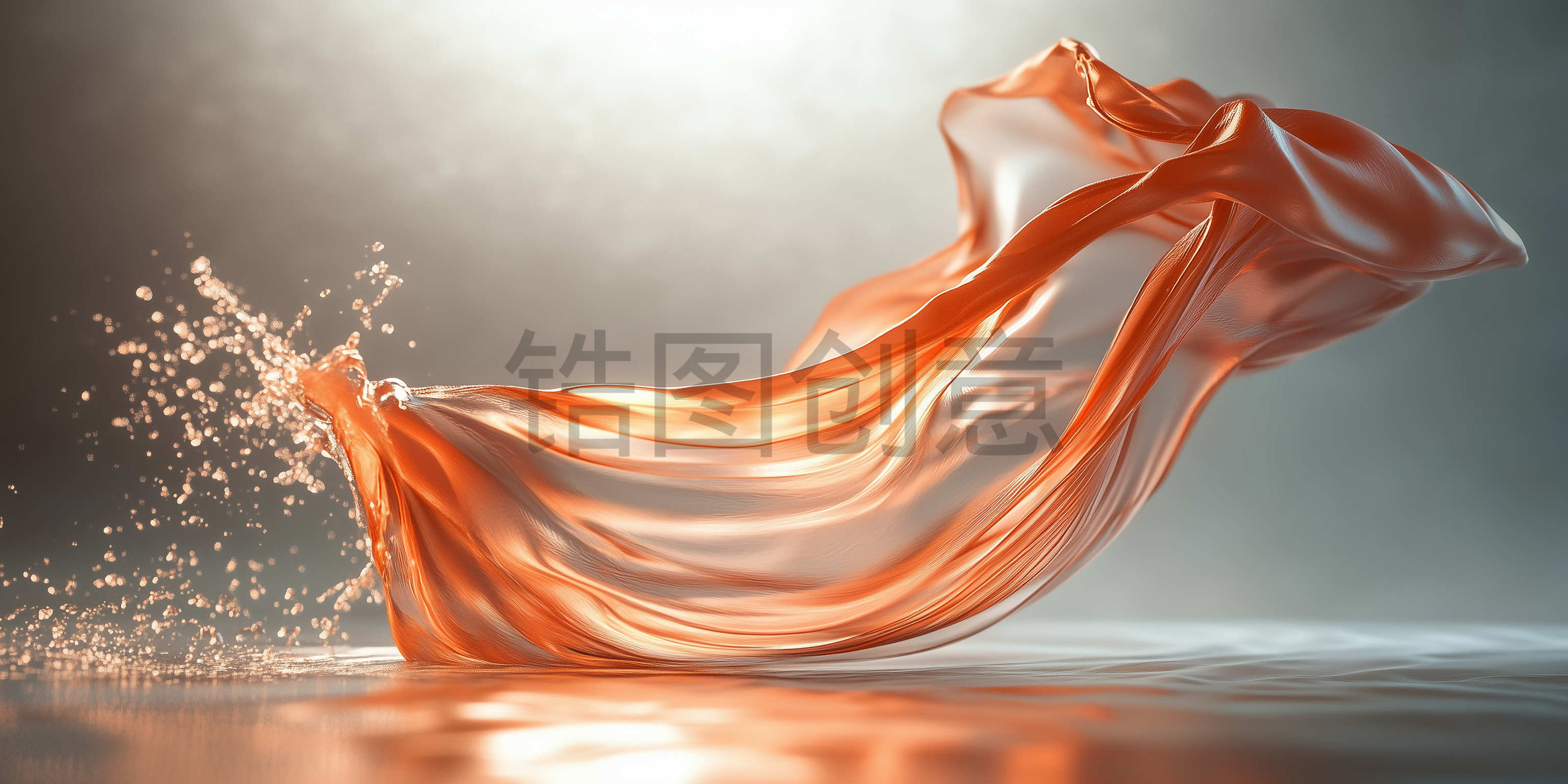 定设网-3d渐变透明流动流体丝带感质感背景