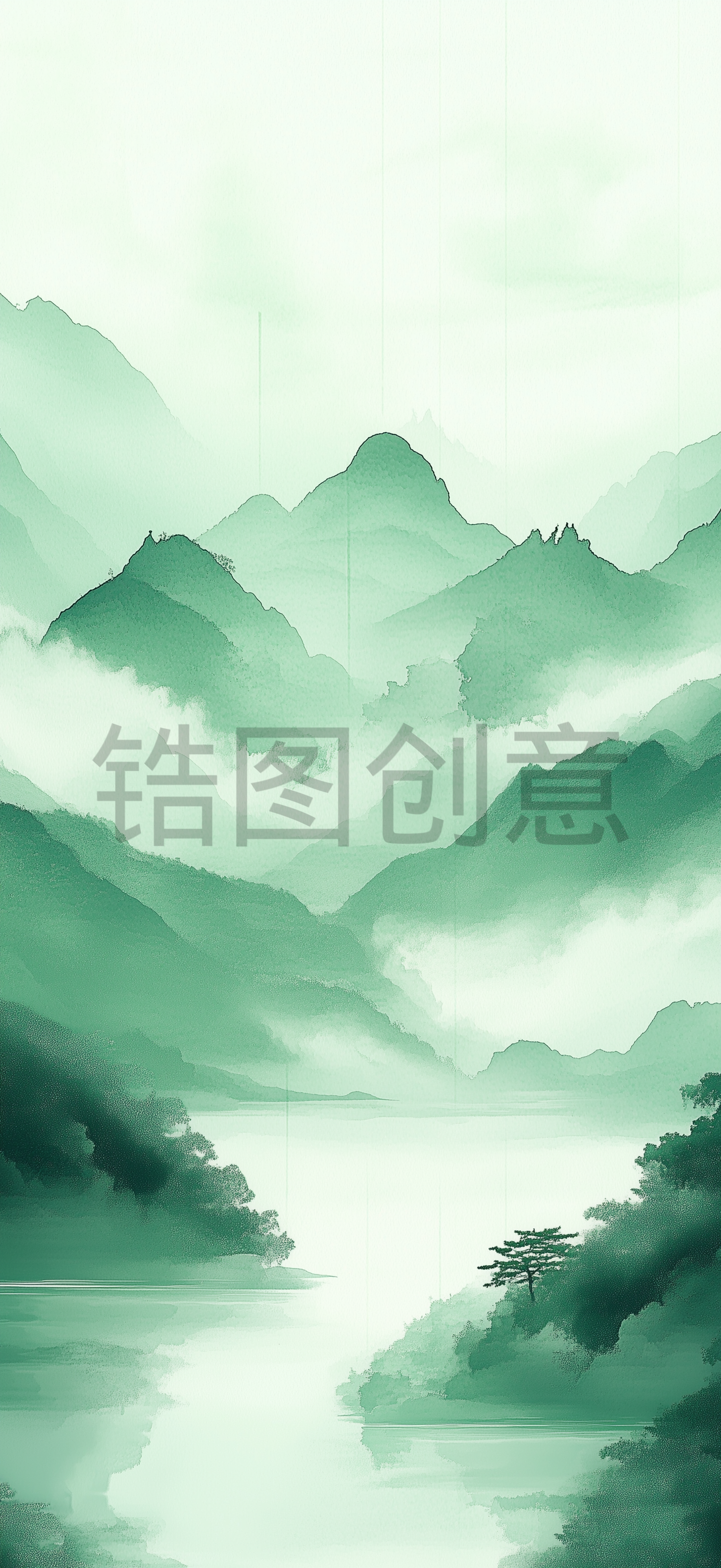 定设网-数字艺术中国风山水水墨意境背景素材