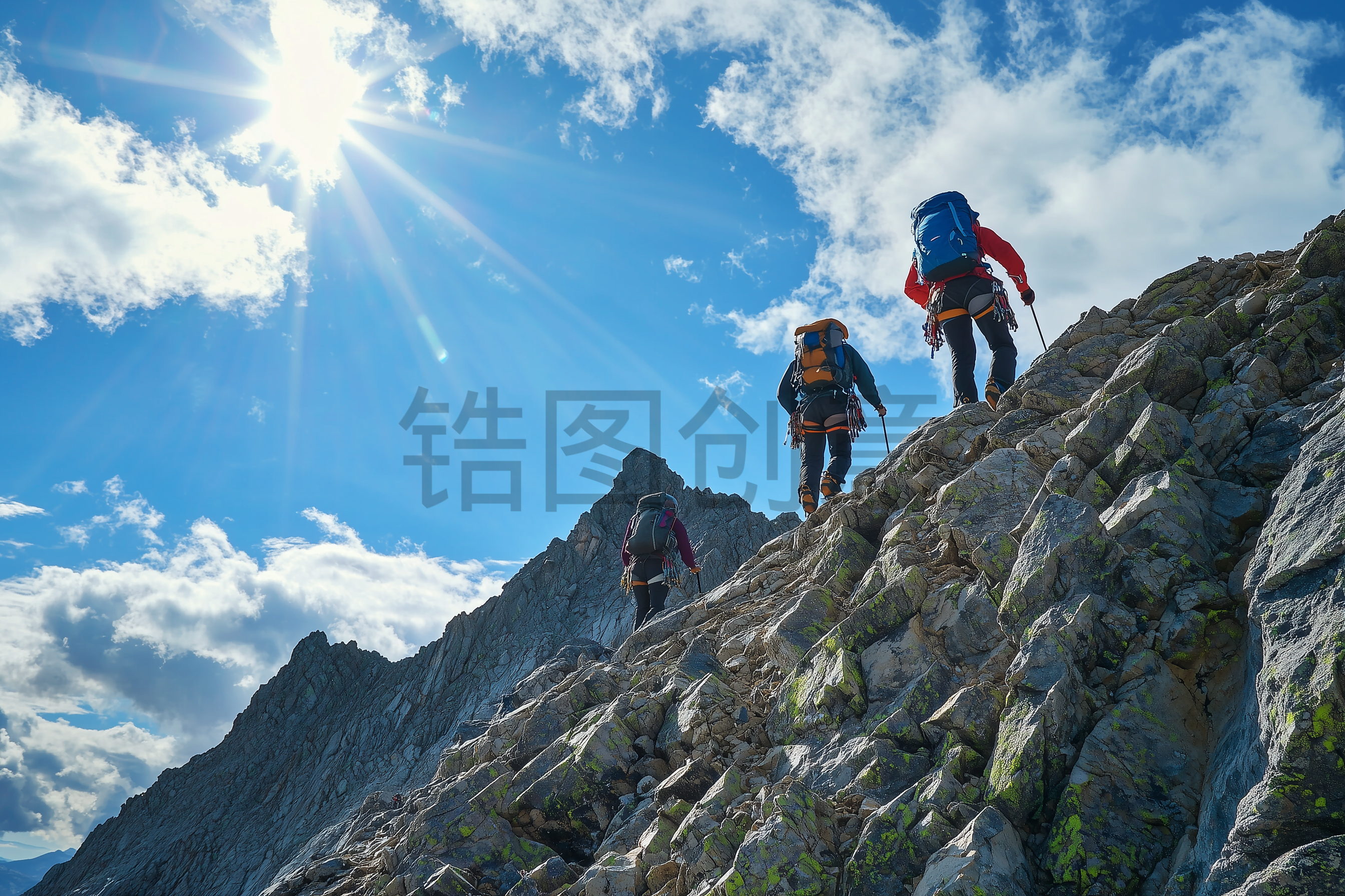 定设网-团队合作户外运动登山爬山攀登冲刺背景