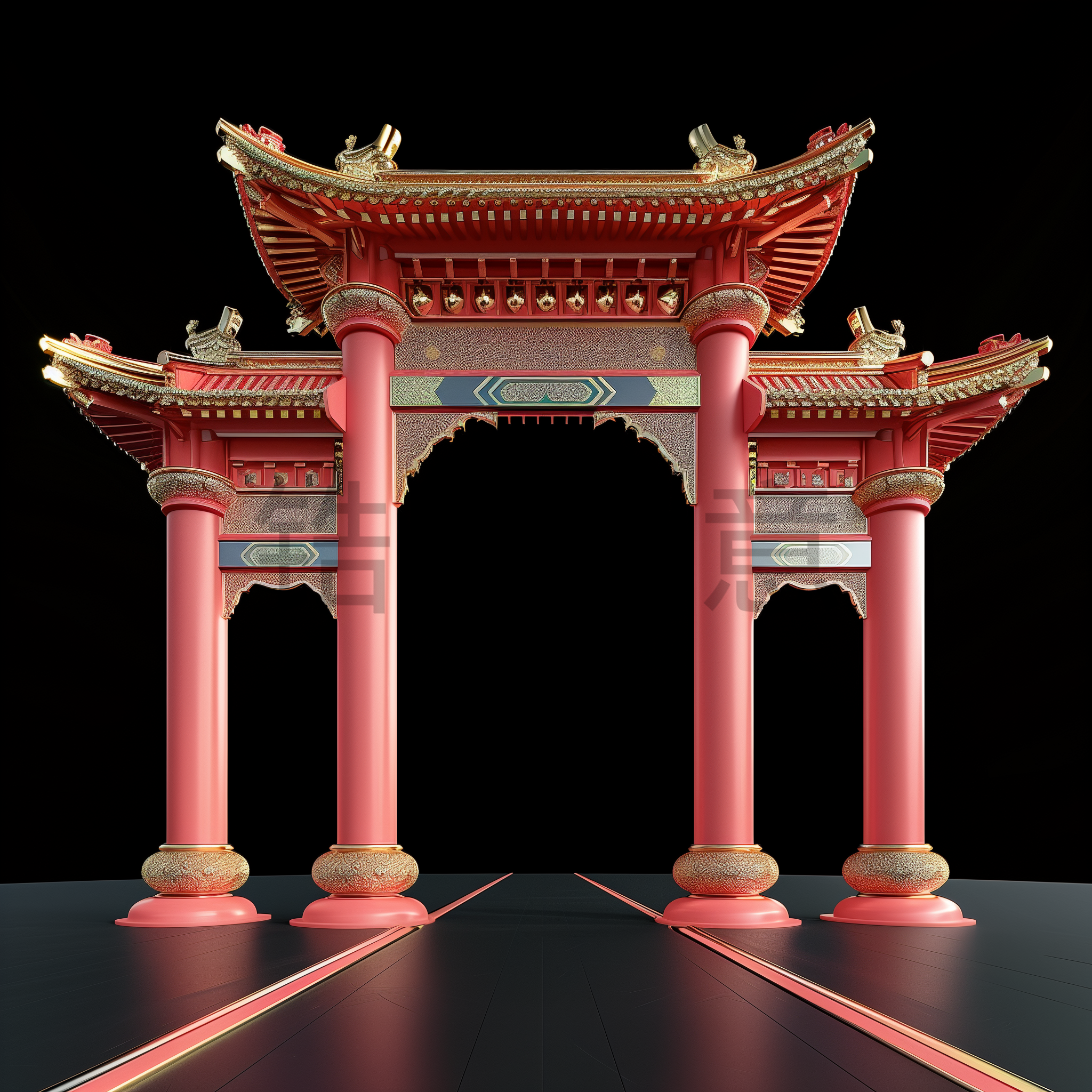 定设网-3D立体C4D元素中式中国风建筑亭子元素