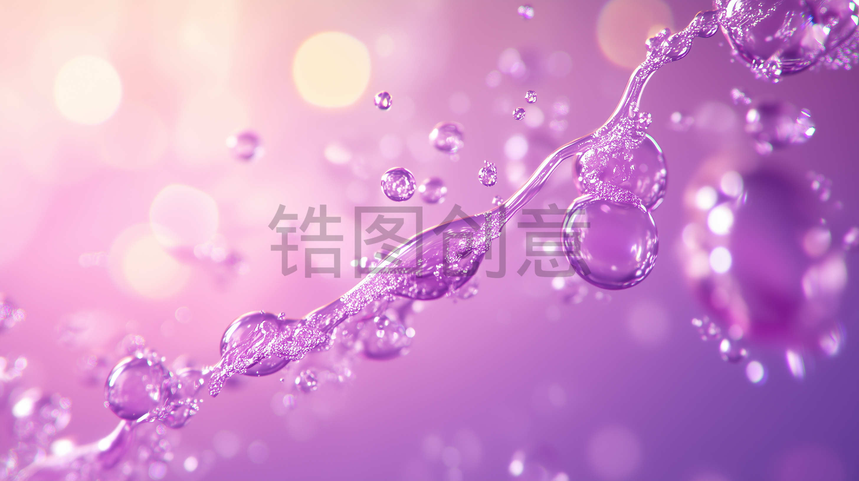 定设网-元素原子背景素材水分子透明液体水泡特写素材