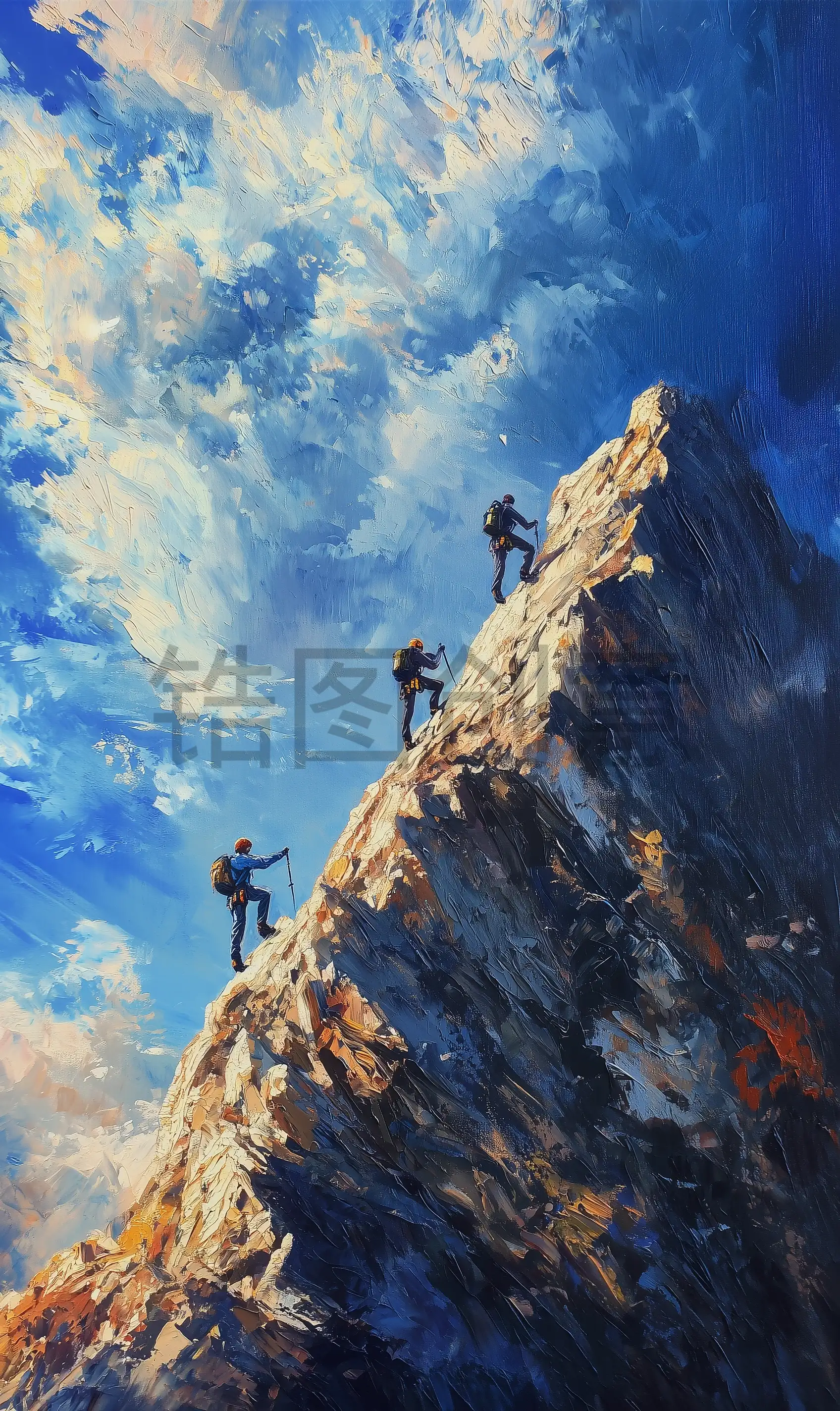 定设网-户外运动登山爬山攀登体现坚持全力以赴团队合作默配合激励冲刺倒计时