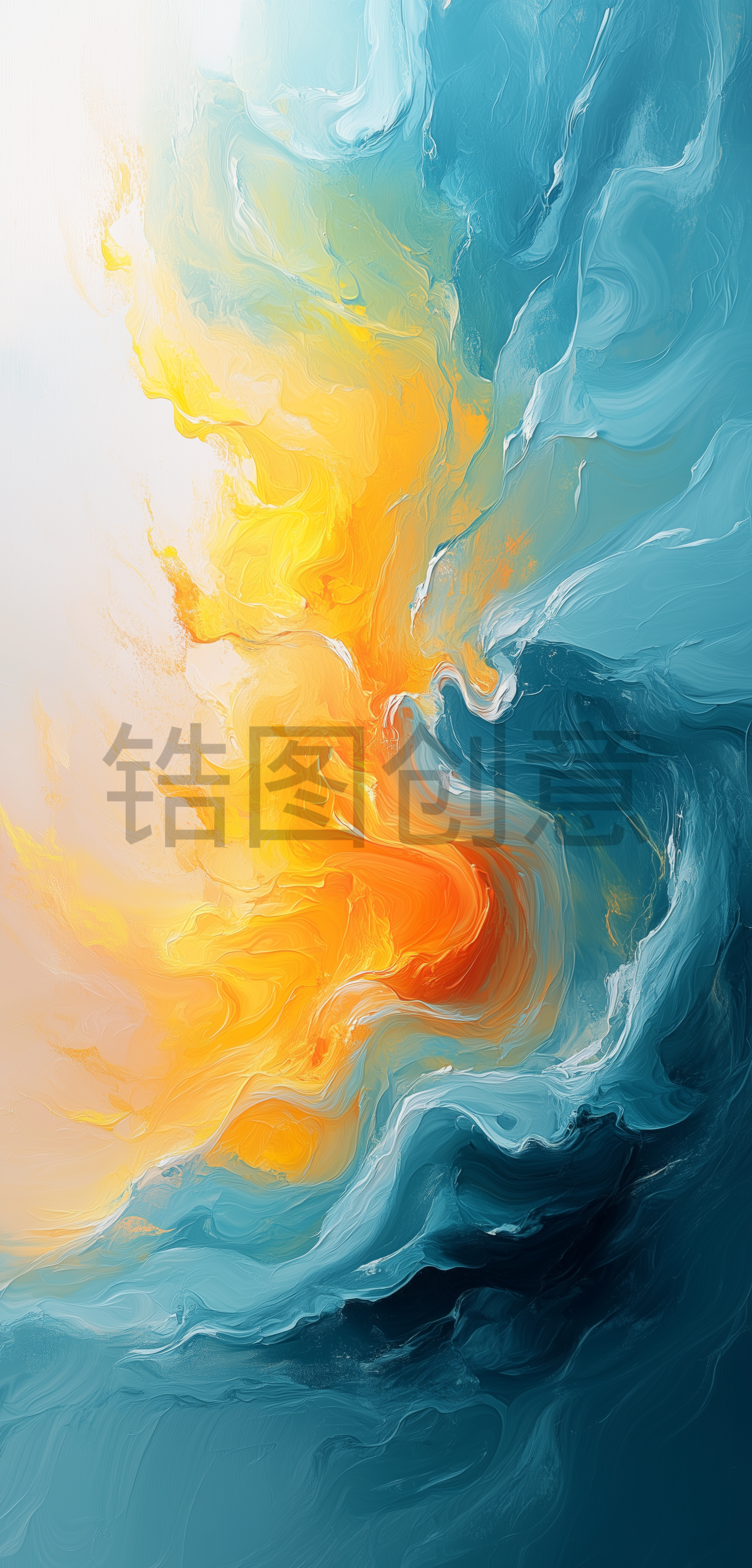 定设网-蓝色渐变抽象油画丙烯肌理纹理质感背景