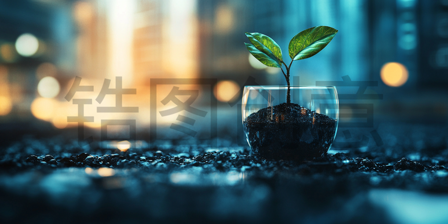 定设网-杯子上的发芽绿植背景