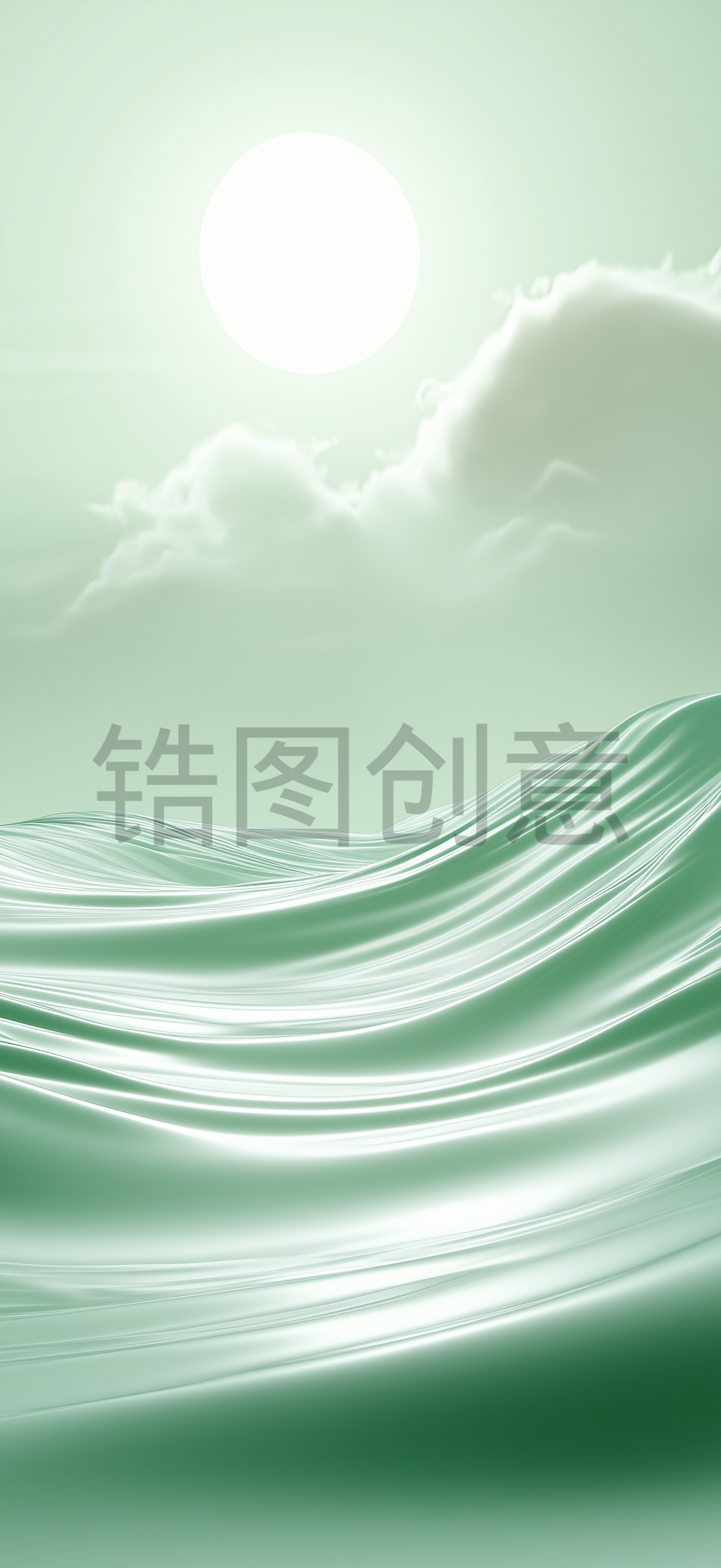 定设网-绿色渐变抽象波浪曲线纹理质感背景