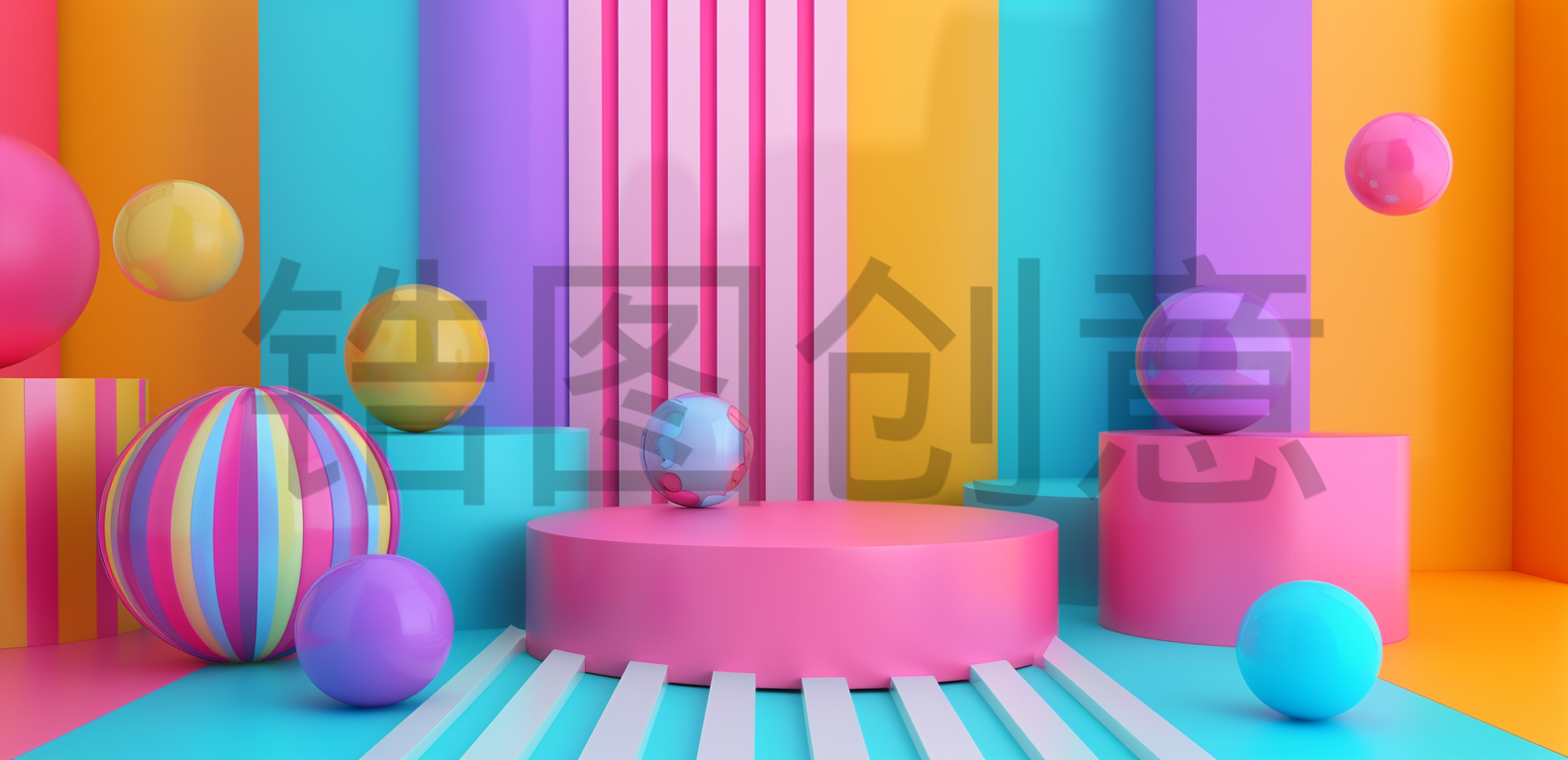 定设网- 色彩空间时尚创意立体三维几何元素背景