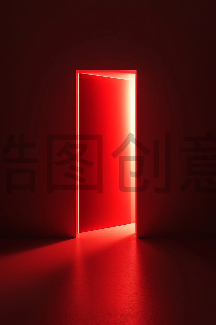 定设网-红色门空间背景场景图片素材