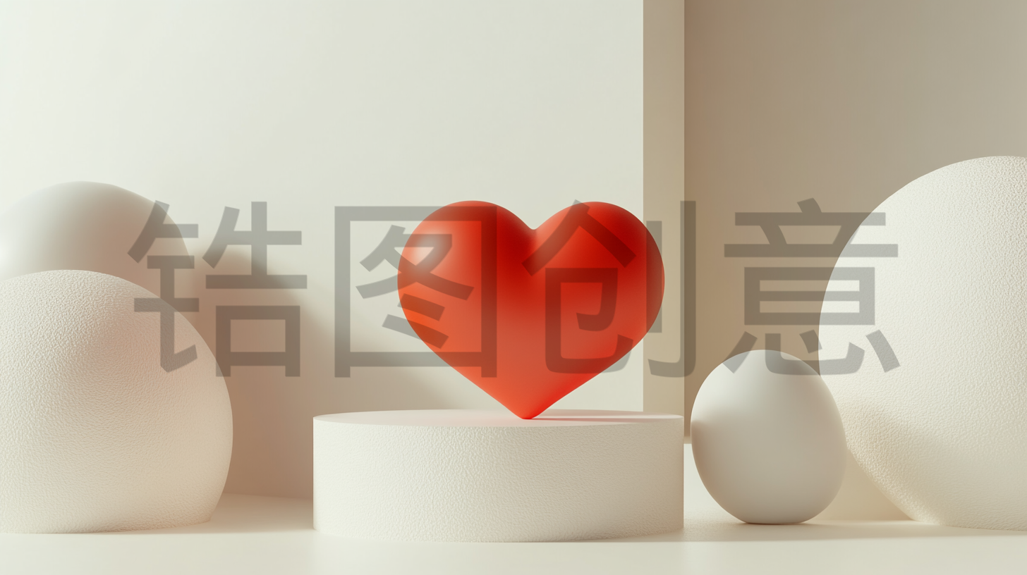 定设网-情人节促销活动3d立体浪漫爱心礼盒简约展台背景