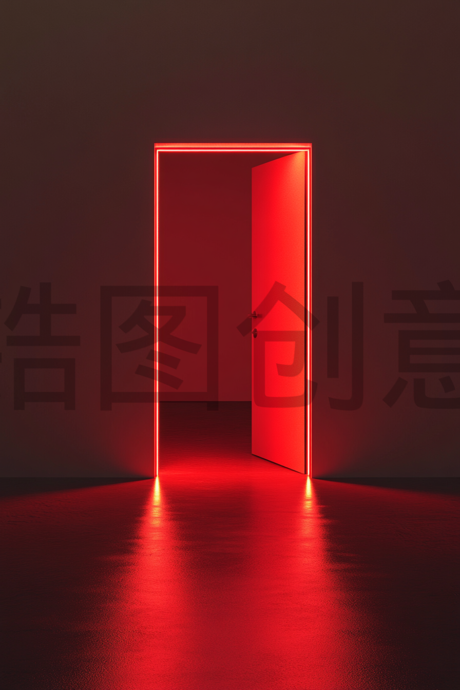 定设网-红色门空间背景场景图片素材