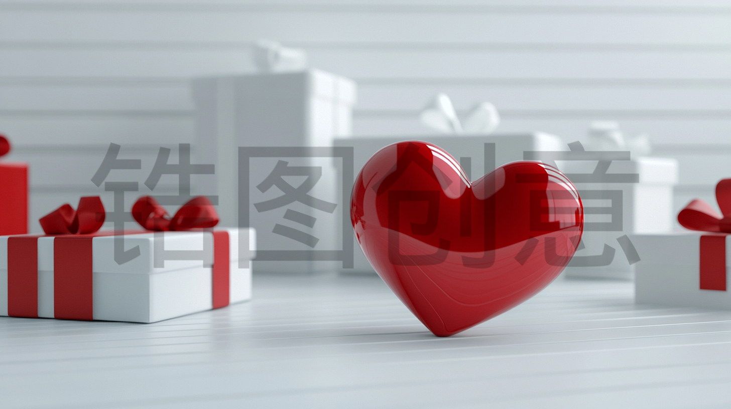 定设网-情人节促销活动3d立体浪漫爱心礼盒简约背景