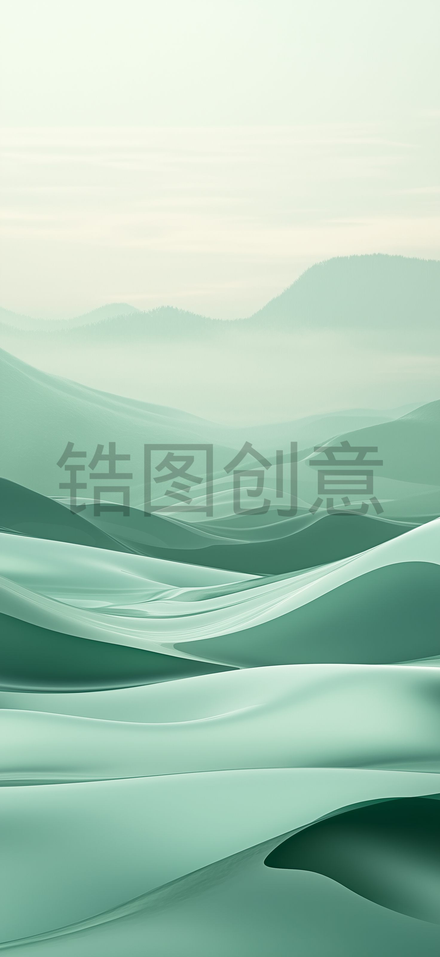 定设网-绿色渐变抽象波浪状肌理质感背景