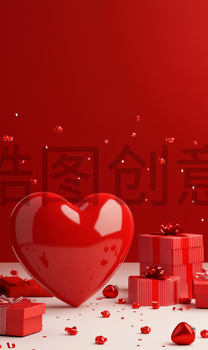 定设网-感恩节促销活动3d立体浪漫爱心简约背景