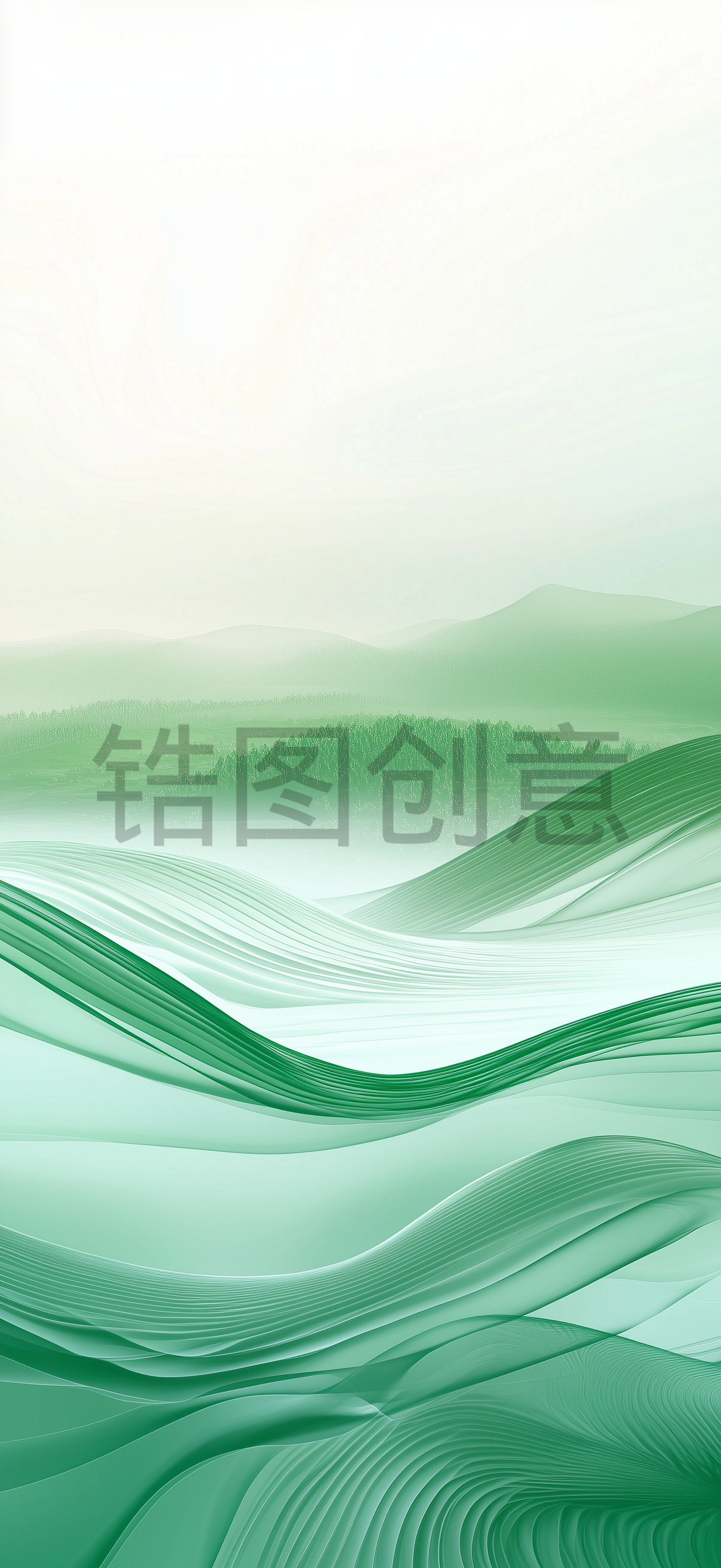 定设网-绿色渐变彩色抽象波浪状肌理质感背景