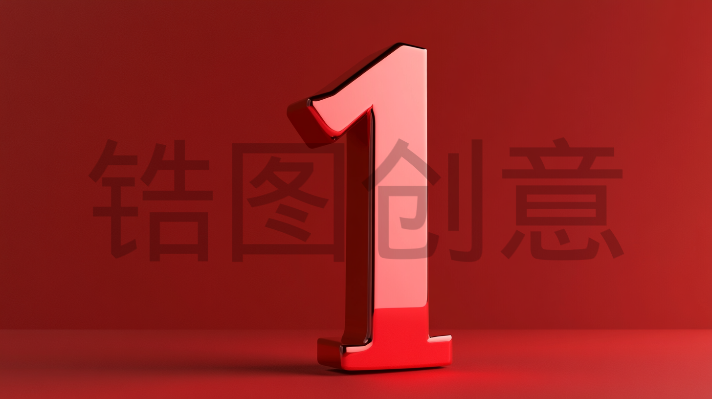 定设网-3d立体数字1红色质感背景