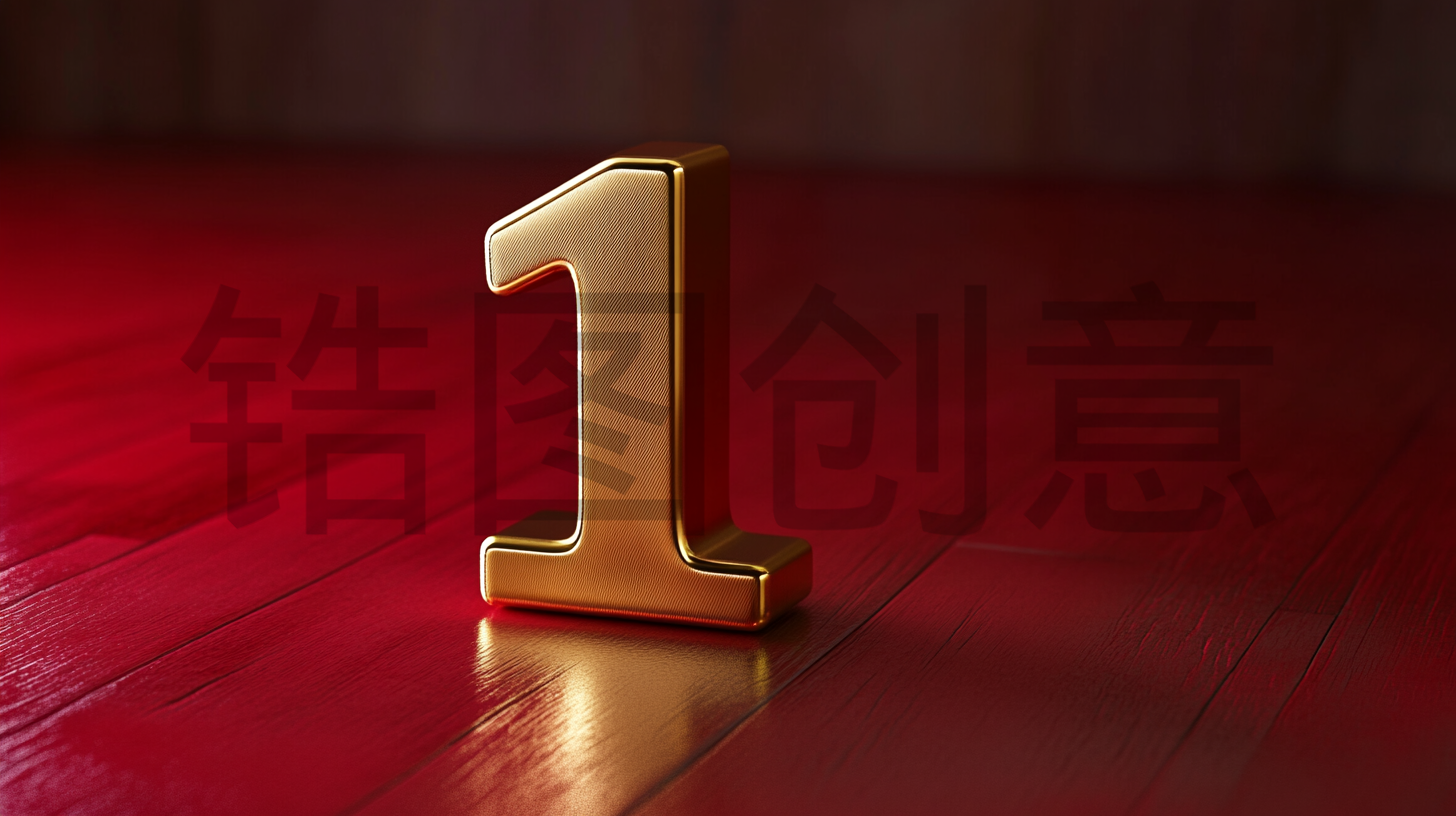 定设网-3d立体金属数字1红色质感背景