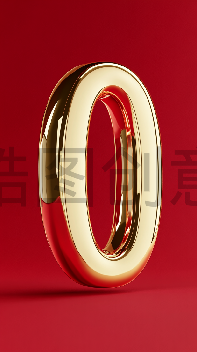定设网-3d立体j金属数字0红色质感背景