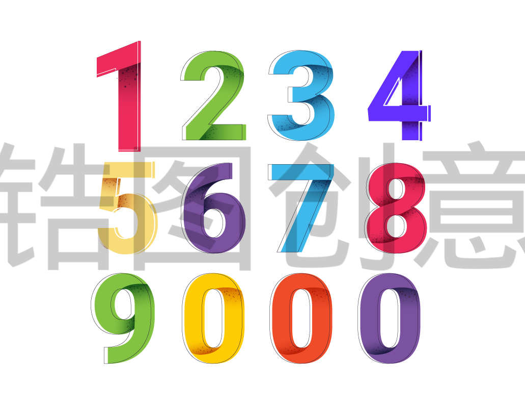 彩色数字倒计时矢量元素