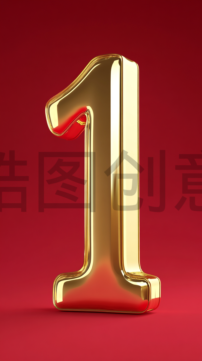 定设网-3d立体金属数字1红色质感背景