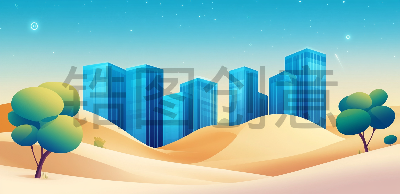 定设网-城市建筑风景插画背景