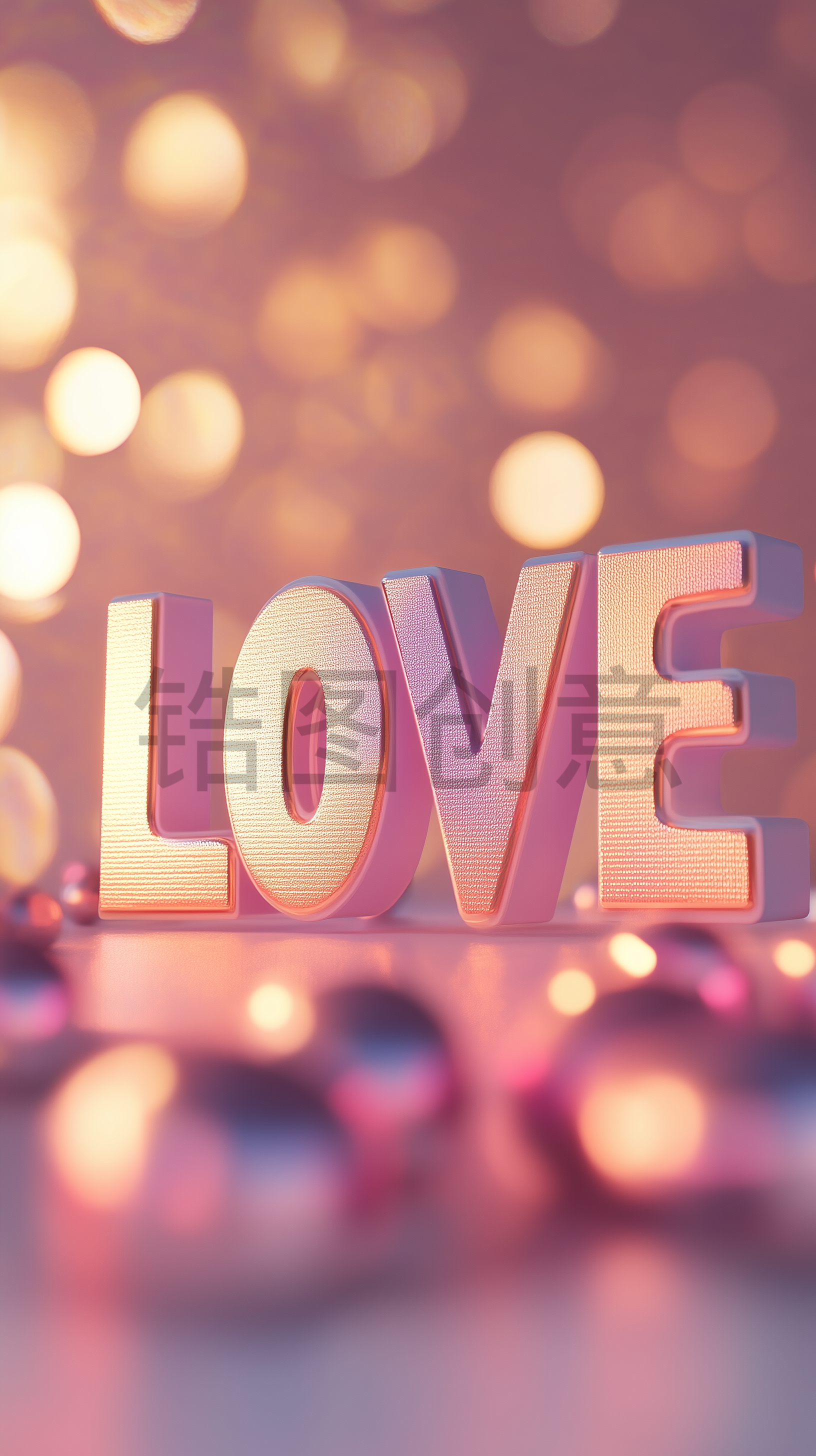 定设网-3D数字LOVE浪漫风格情人节柔和色调背景