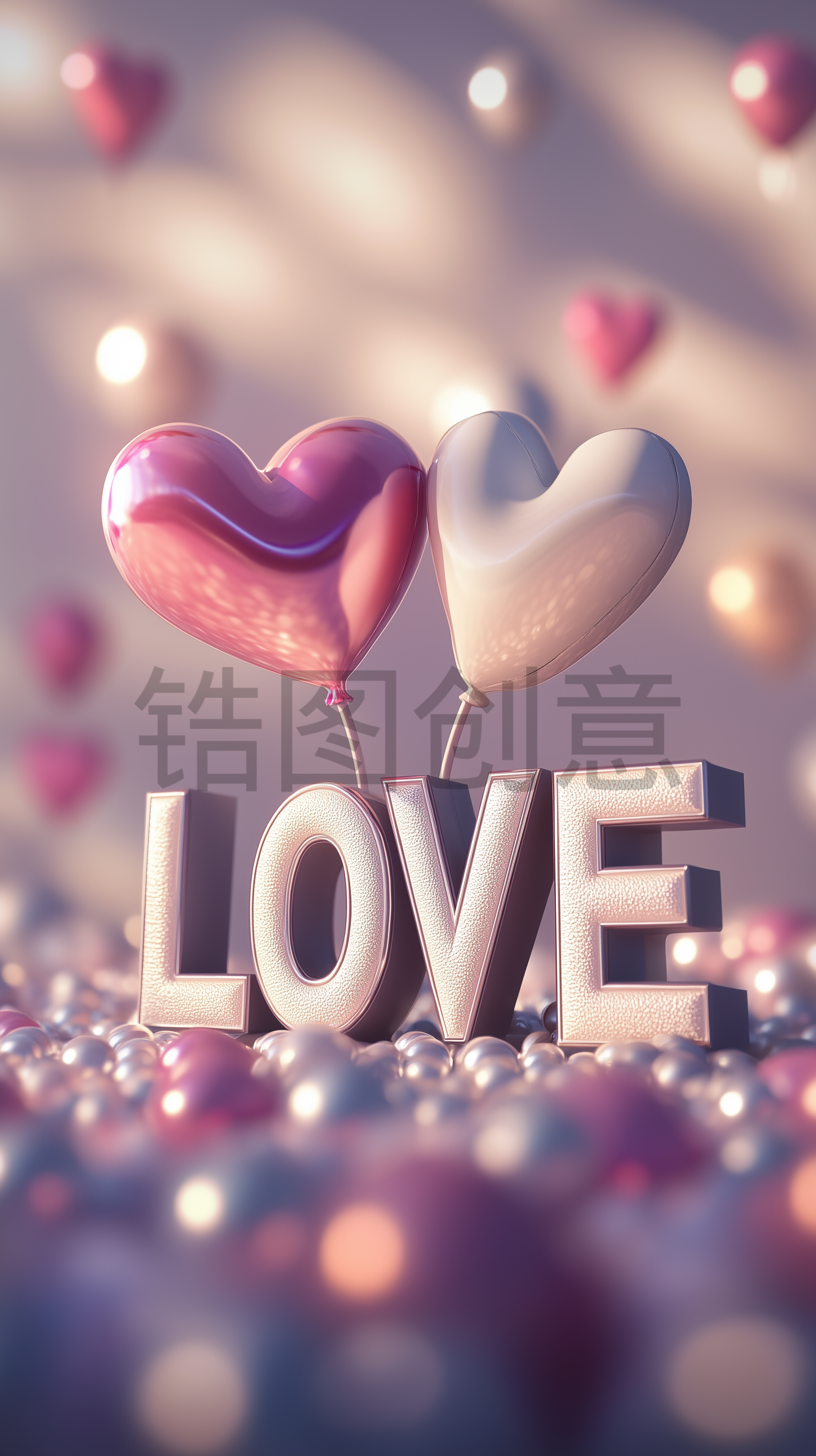 定设网-3D粉色数字love浪漫风格情人节女神节柔和色调背景