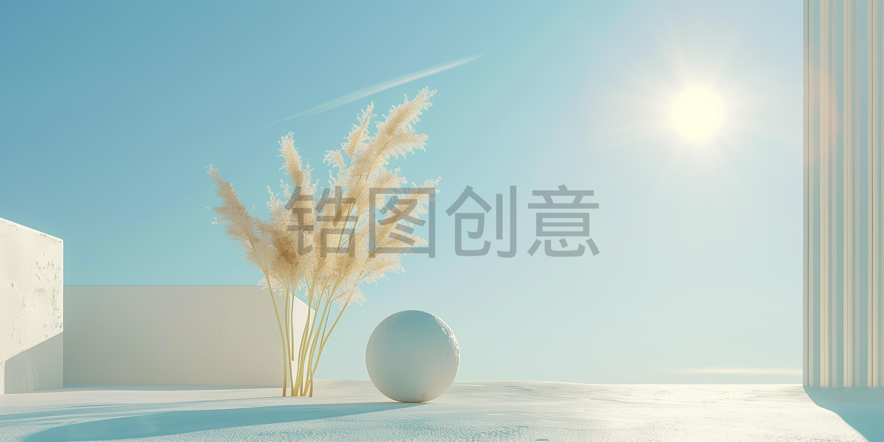 定设网-建筑系列蓝色大气建筑空间简约空间感渐变背景