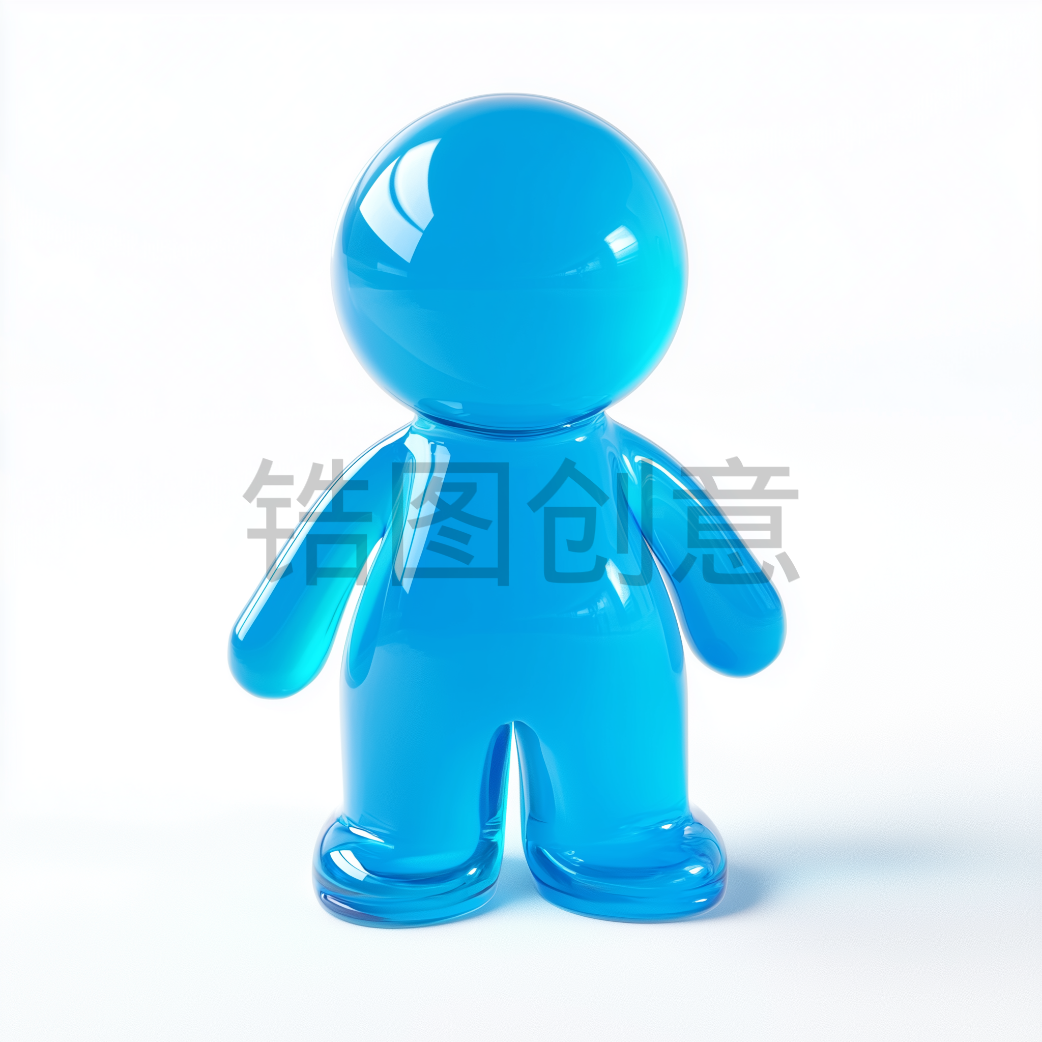 定设网-数字艺术3d立体水晶透明质感蓝色抽象人元素