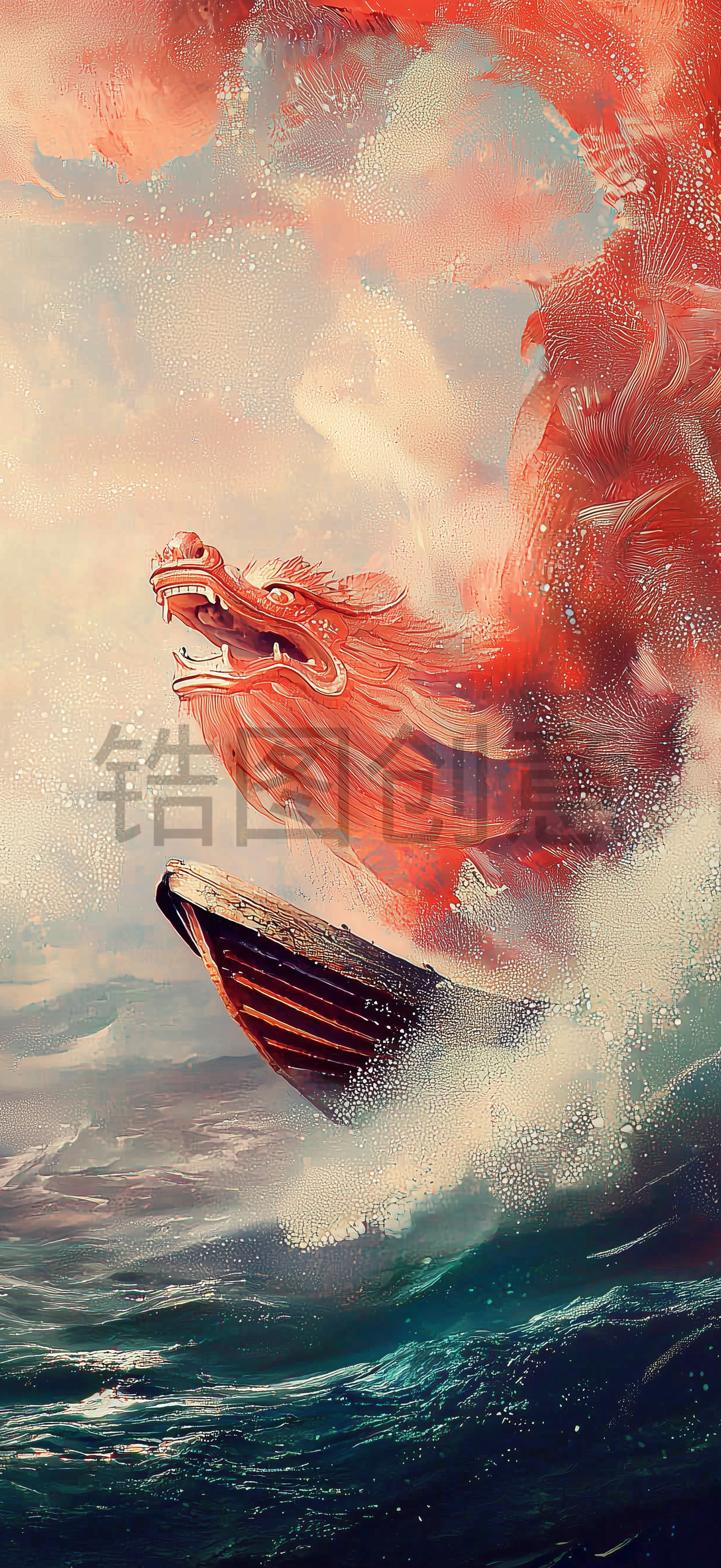 定设网-数字艺术水彩油彩渲染龙抬头端午节龙背景素材