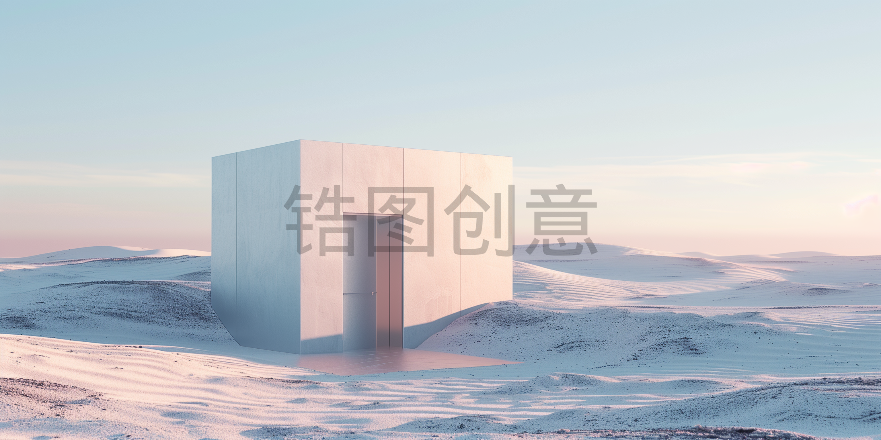 定设网-自然风光系列沙漠中房子极简背景