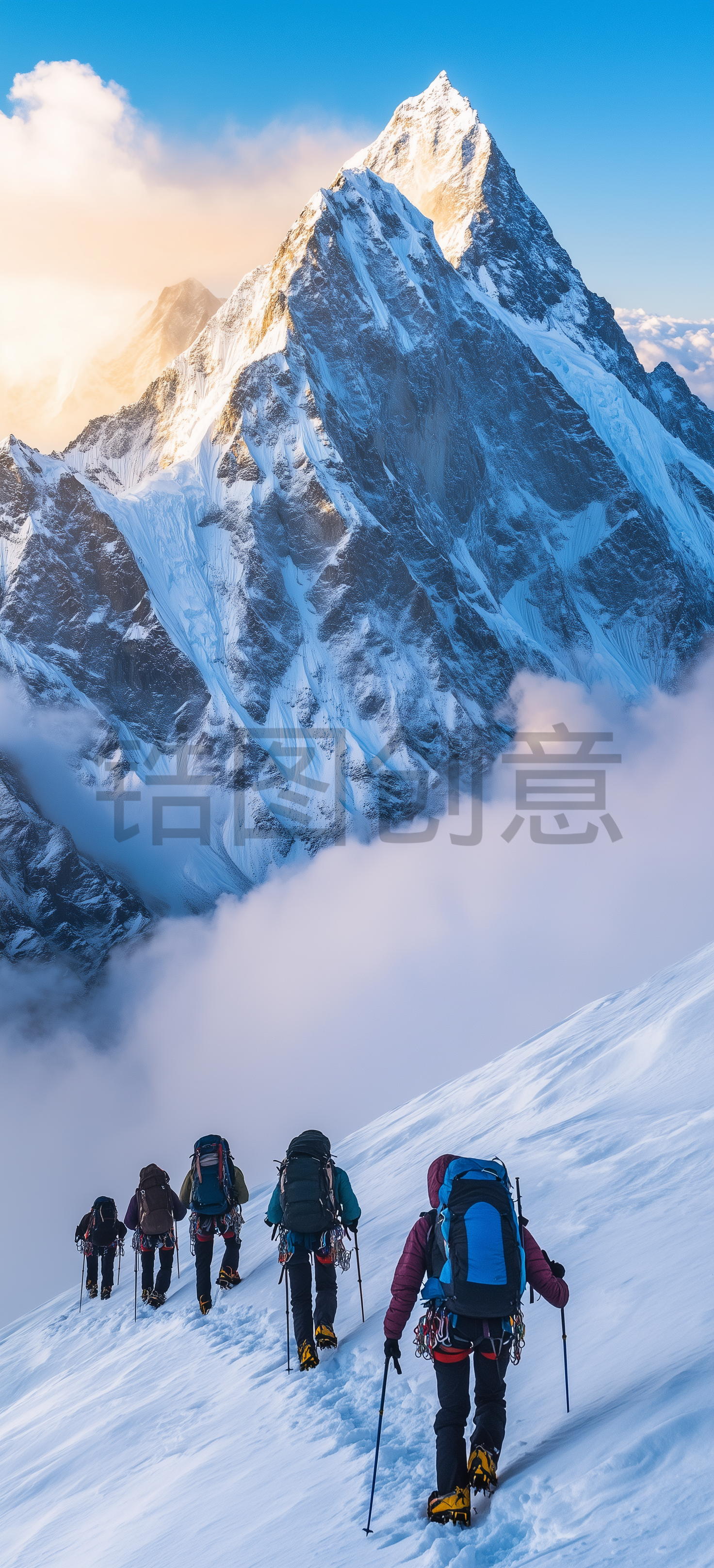 定设网-户外运动登山爬山坚持全力以赴团队合作配合