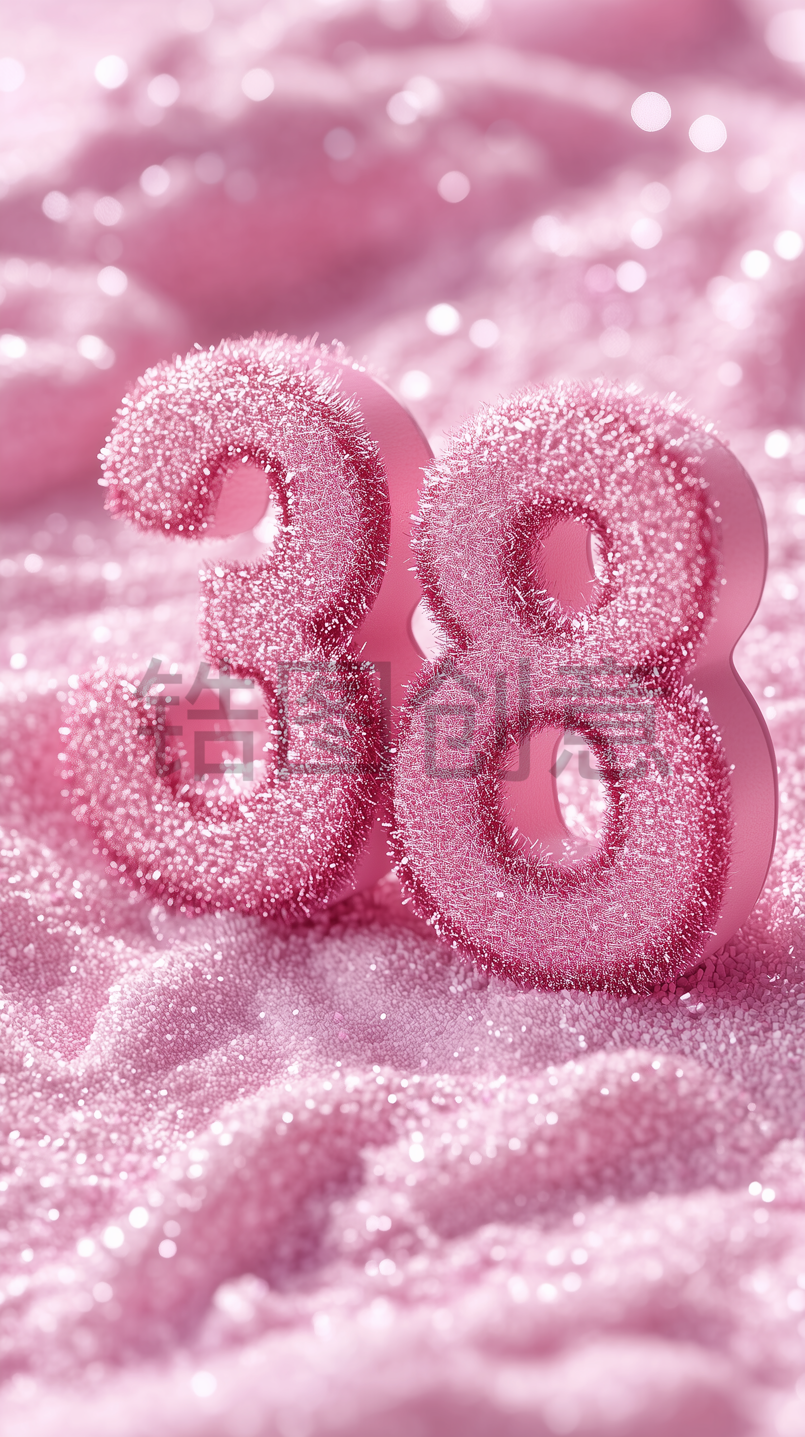 定设网-3D粉色数字38浪漫风格妇女节女神节柔和色调背景