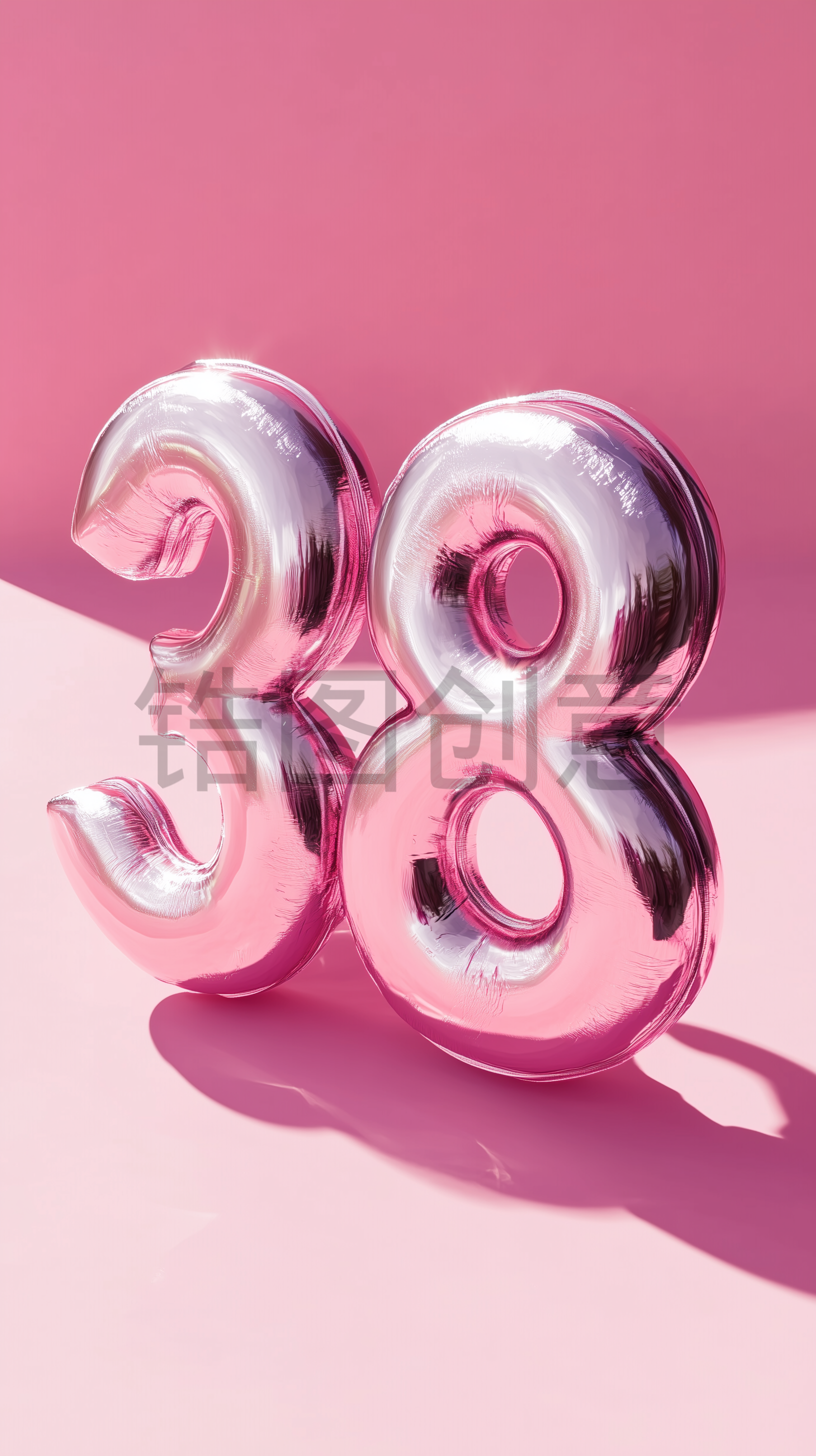 定设网-3D粉色数字38浪漫风格妇女节女神节柔和色调背景