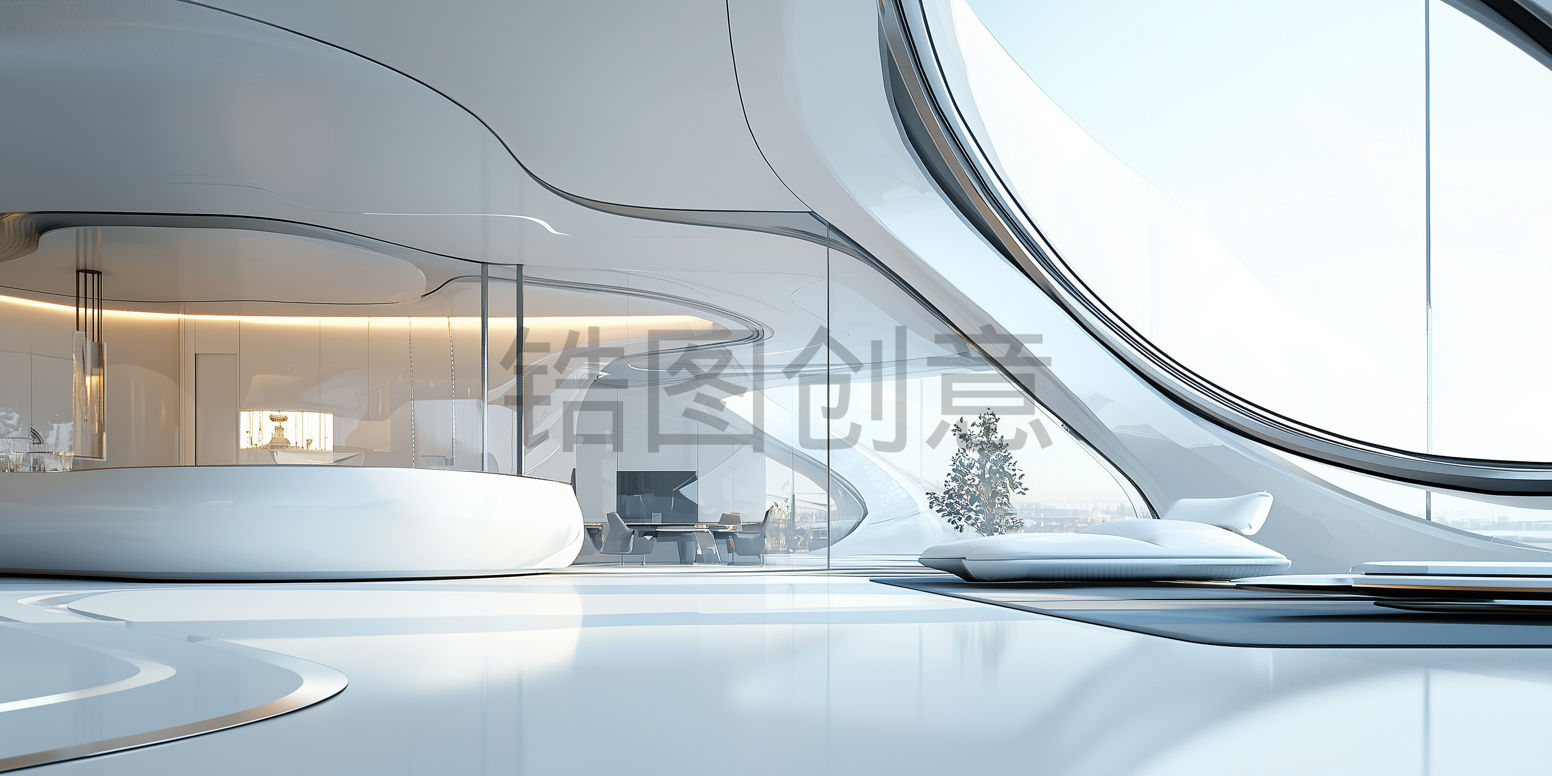 定设网-建筑系列未来办公空间科技感背景