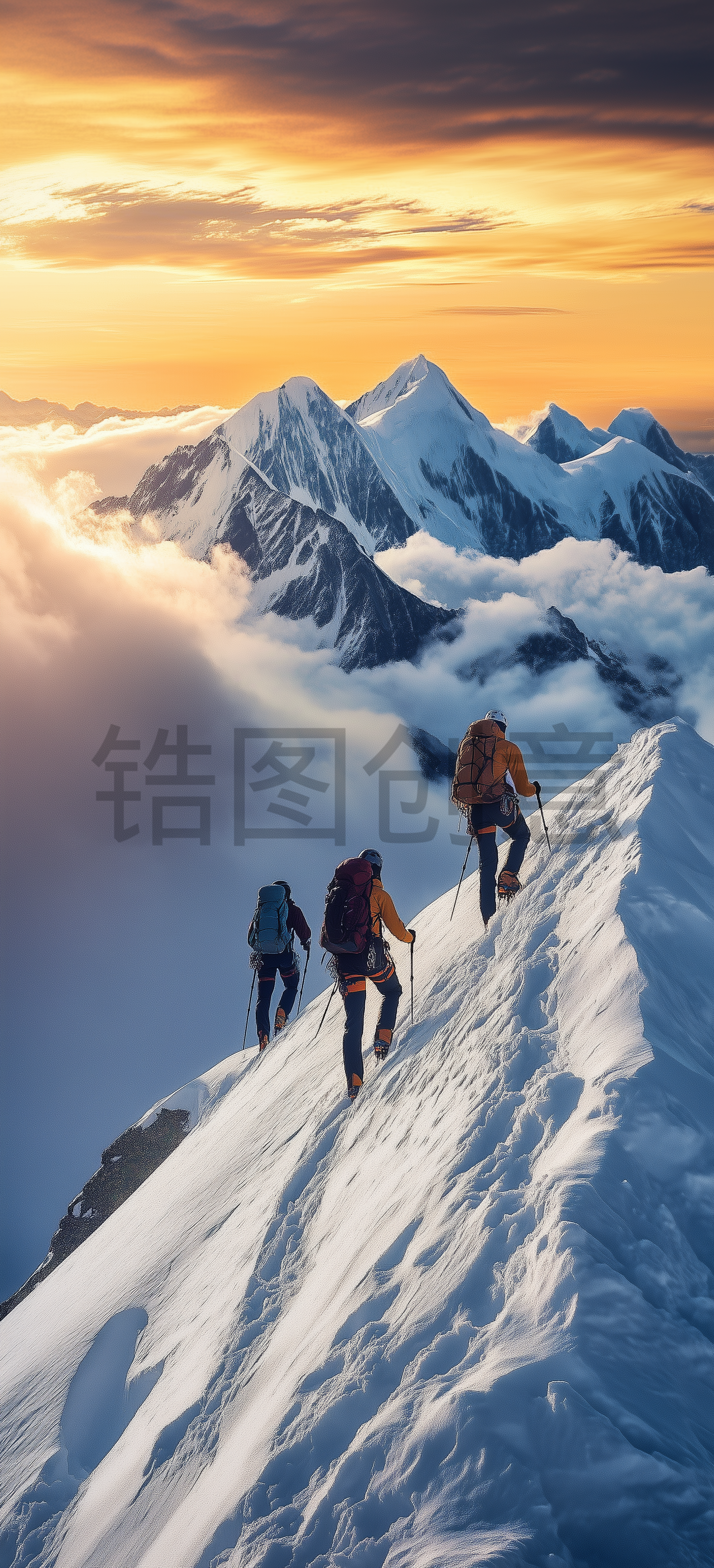 定设网-户外运动登山爬山坚持全力以赴团队合作配合