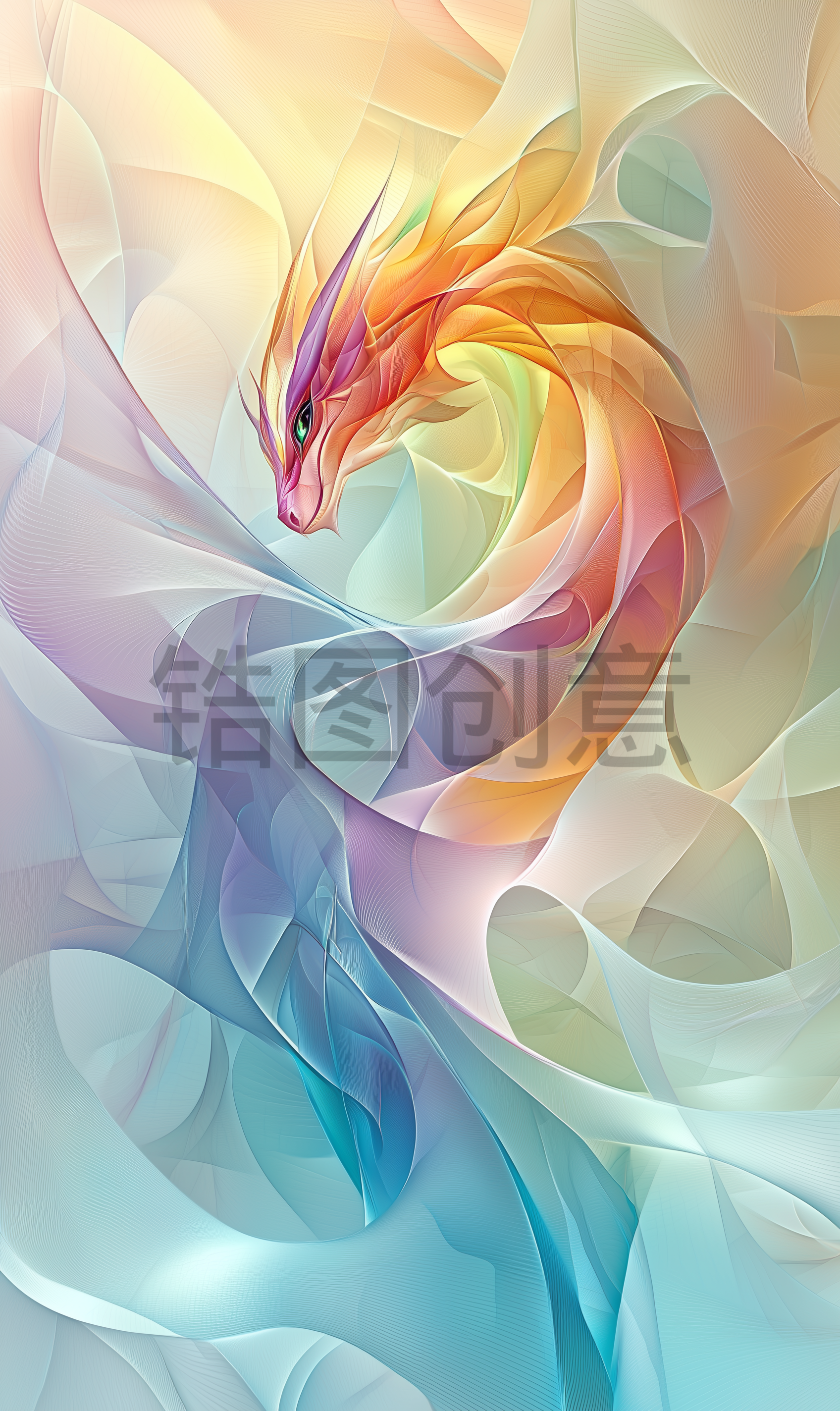 定设网-二月二龙抬头彩色渐变龙元素素材