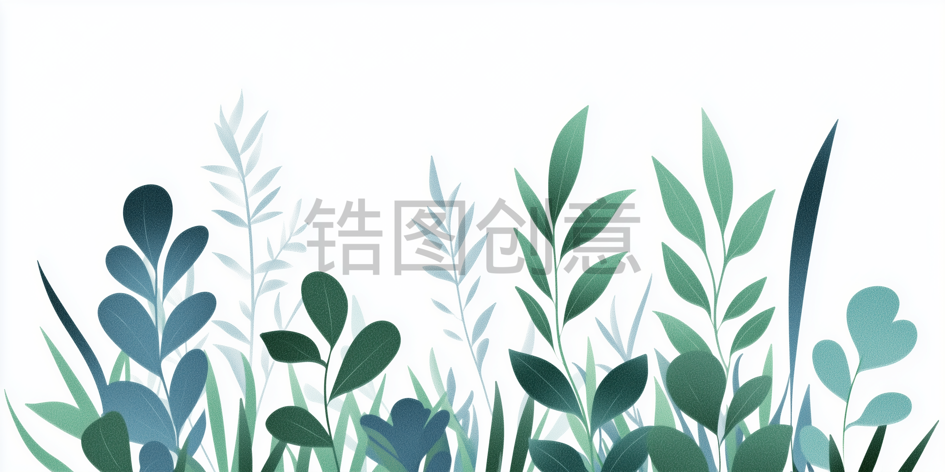定设网-清新自然叶子绿叶嫩芽热带植物树叶绿叶扁平插画素材